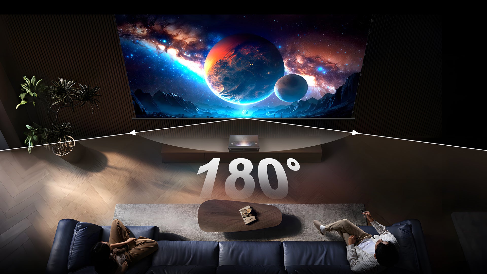 180 degree wide viewing angle on NothingProjector ALR screen for clear images from any seat