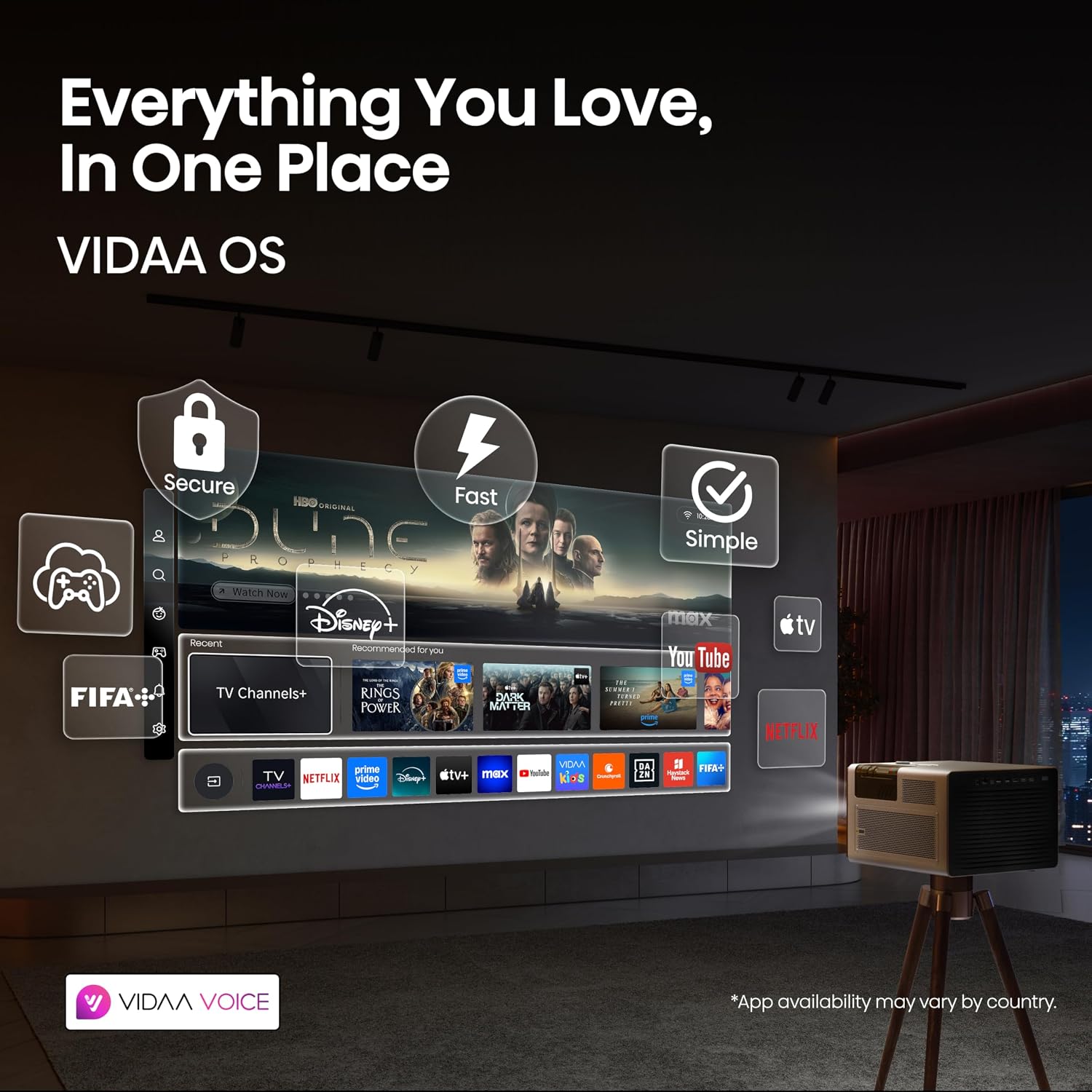 Hisense XR10 4K Triple Laser Smart Projector with Iris & Lens Shift, 6000 ANSI Lumens, 65” - 300” Dolby Vision IMAX Enhanced Vidaa OS Tuned by Devialet
