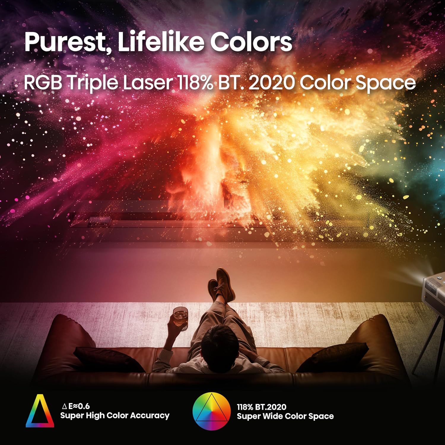 Hisense XR10 4K Triple Laser Smart Projector with Iris & Lens Shift, 6000 ANSI Lumens, 65” - 300” Dolby Vision IMAX Enhanced Vidaa OS Tuned by Devialet