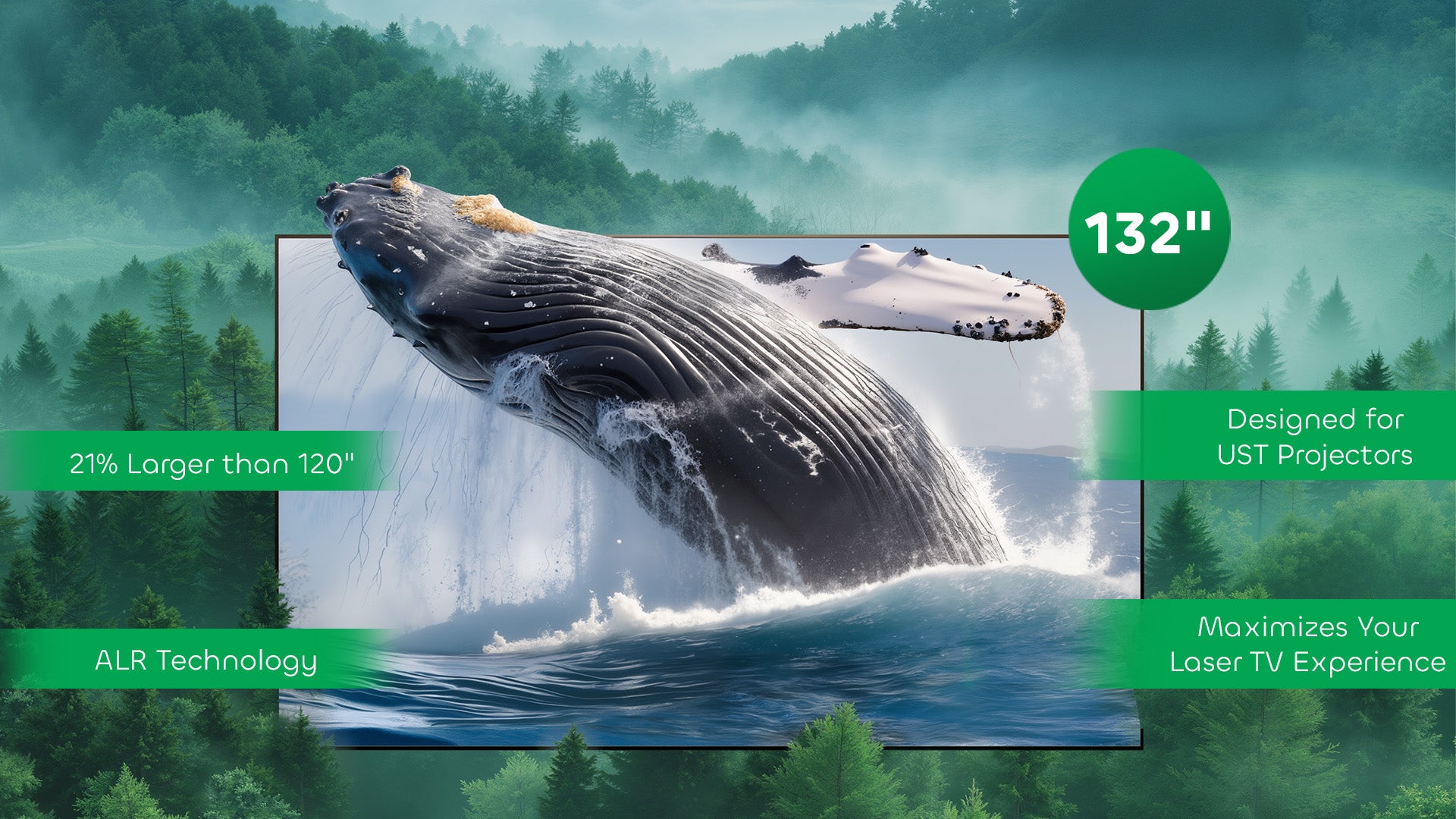 Nothingprojector 132" Lenticular ALR UST Screen delivering stunning, larger-than-life visuals for the ultimate home cinema.