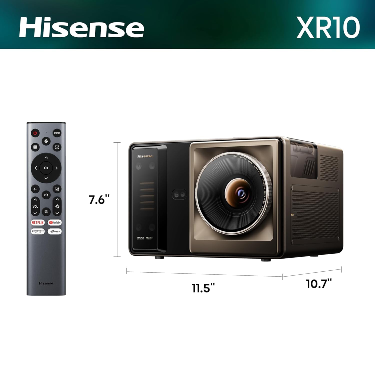 Hisense XR10 4K Triple Laser Smart Projector with Iris & Lens Shift, 6000 ANSI Lumens, 65” - 300” Dolby Vision IMAX Enhanced Vidaa OS Tuned by Devialet