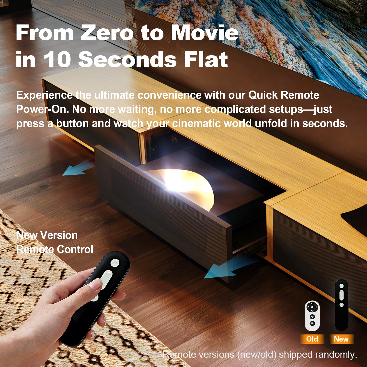 Shore Oak UST Projector Cabinet with Quick Remote Power On 10 Second Movie Setup New Old Remote for NothingProjector