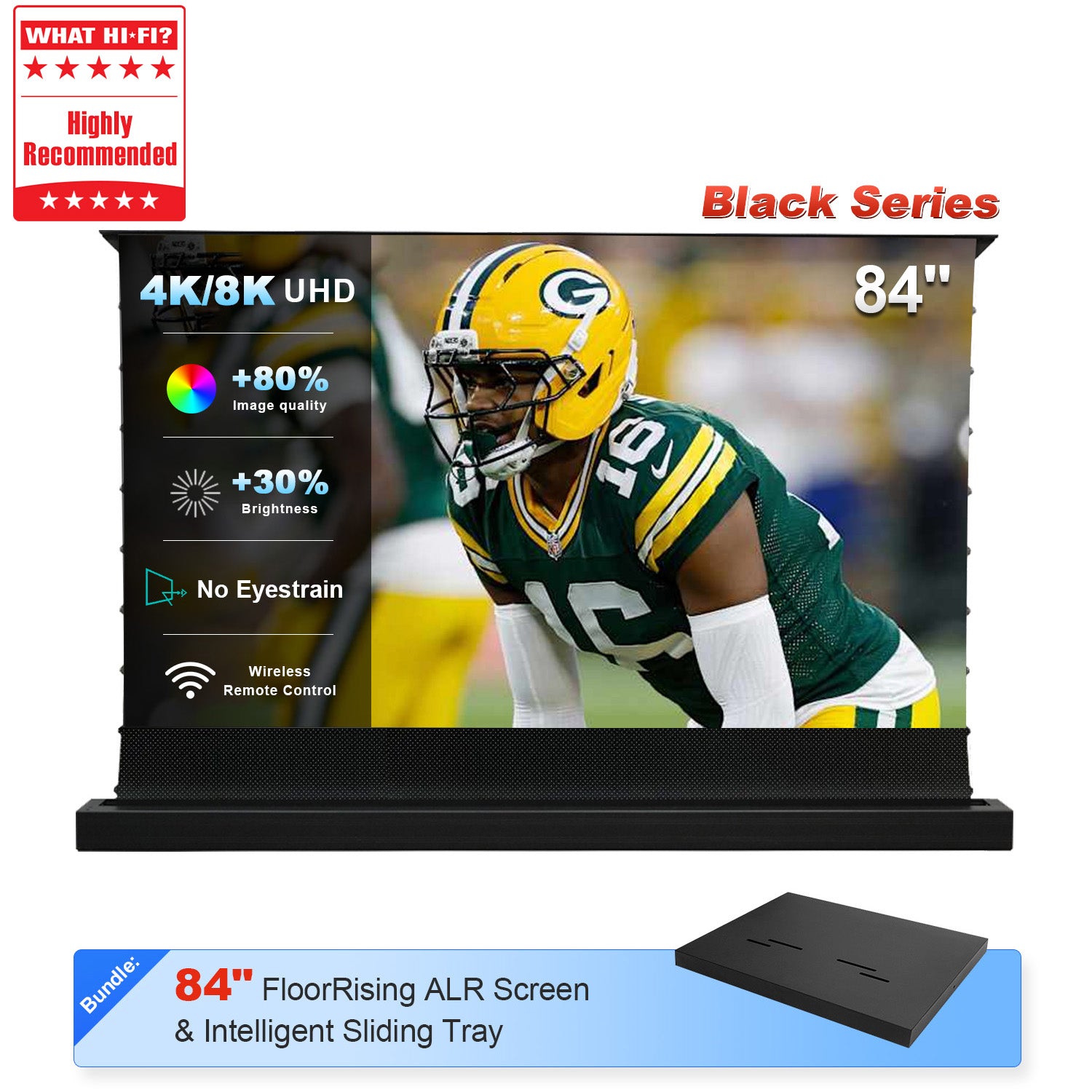 NothingProjector 84" Black Series ALR Motorized Floor Screen and Intelligent Sliding Tray Bundle