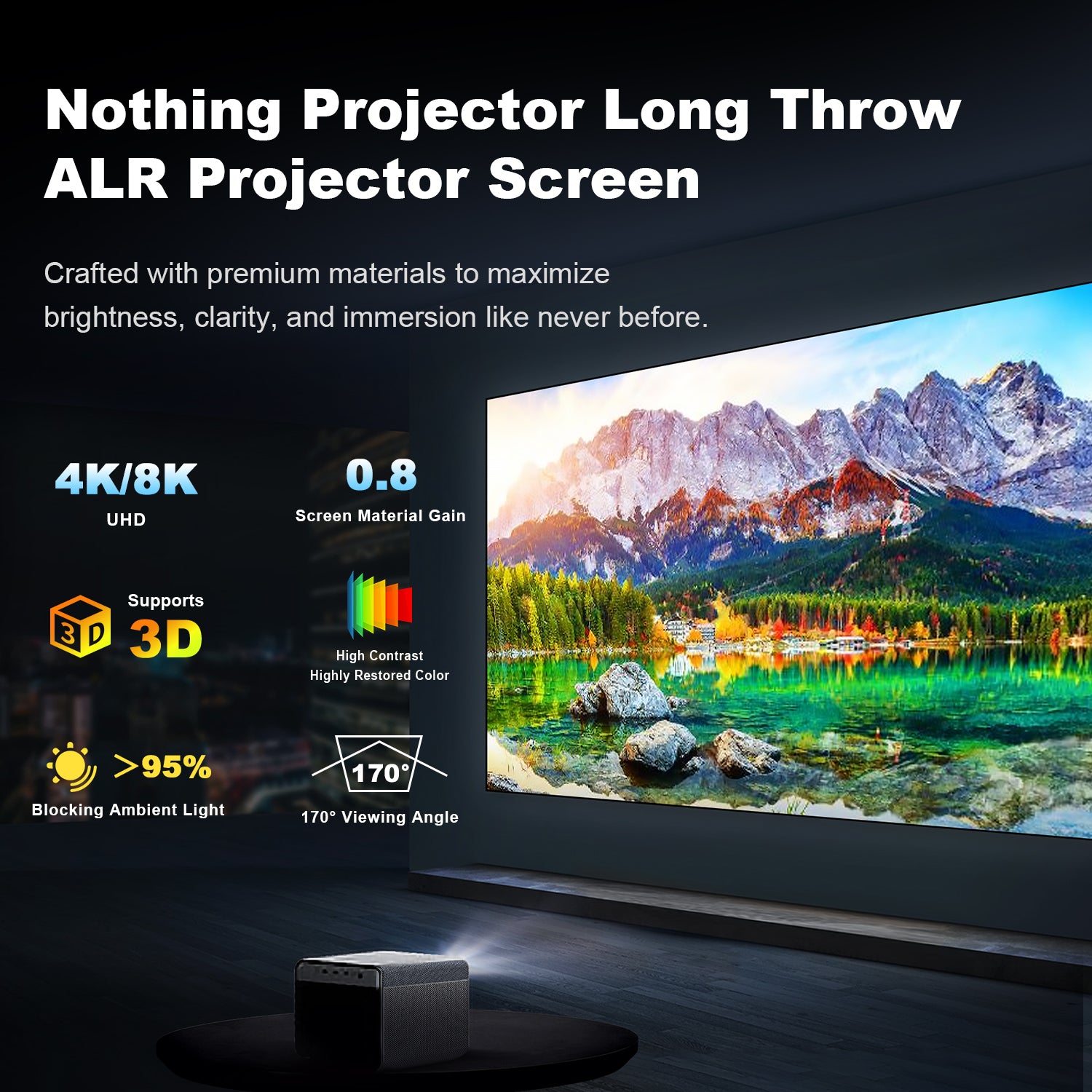 شاشة عرض NothingProjector ALR طويلة المدى مقاس 100-120 بوصة
