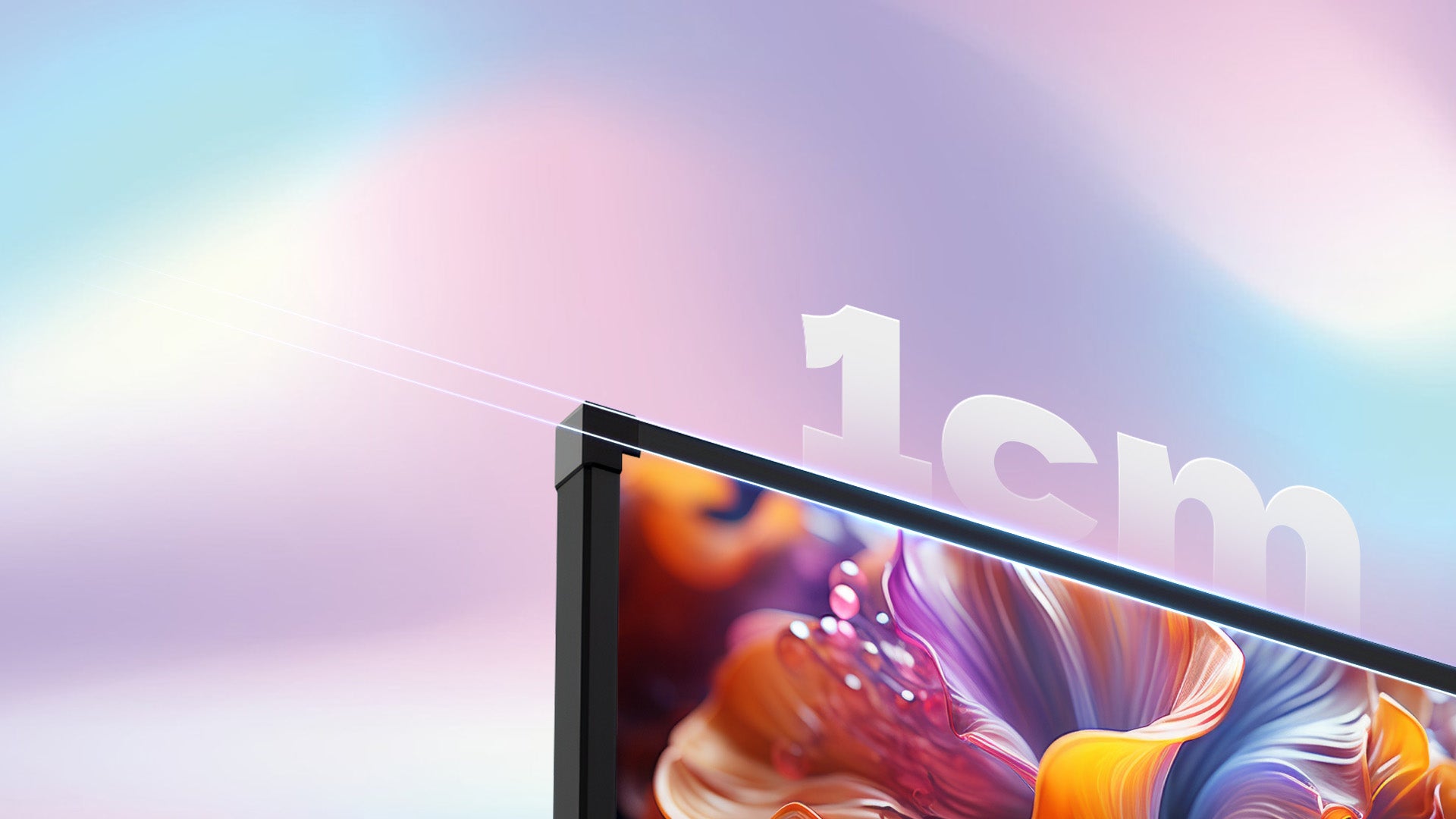 1cm Ultra Narrow Bezel design of NothingProjector Fresnel ALR Screen sitting flush against the wall for an immersive aesthetic