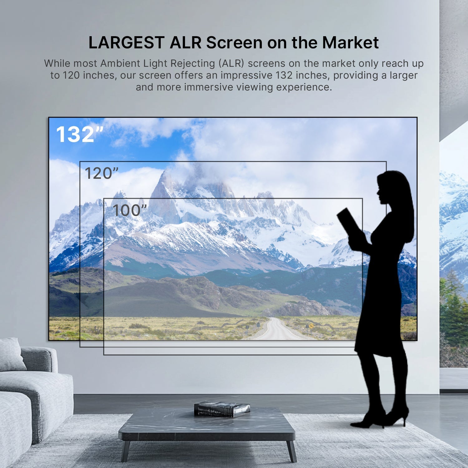 شاشة عرض NothingProjector مقاس 132 بوصة بدون درزات عدسية 4K UST ALR