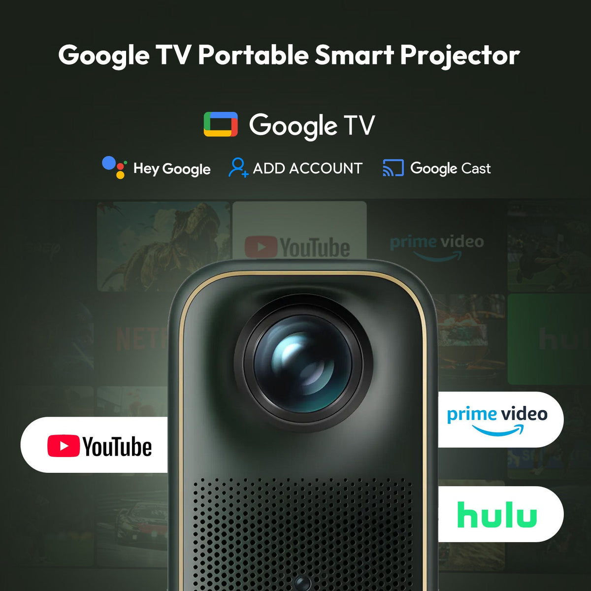 Formovie Xming Page One Google TV LCD-projektor, understøtter 1080P FHD, med certificeret Netflix