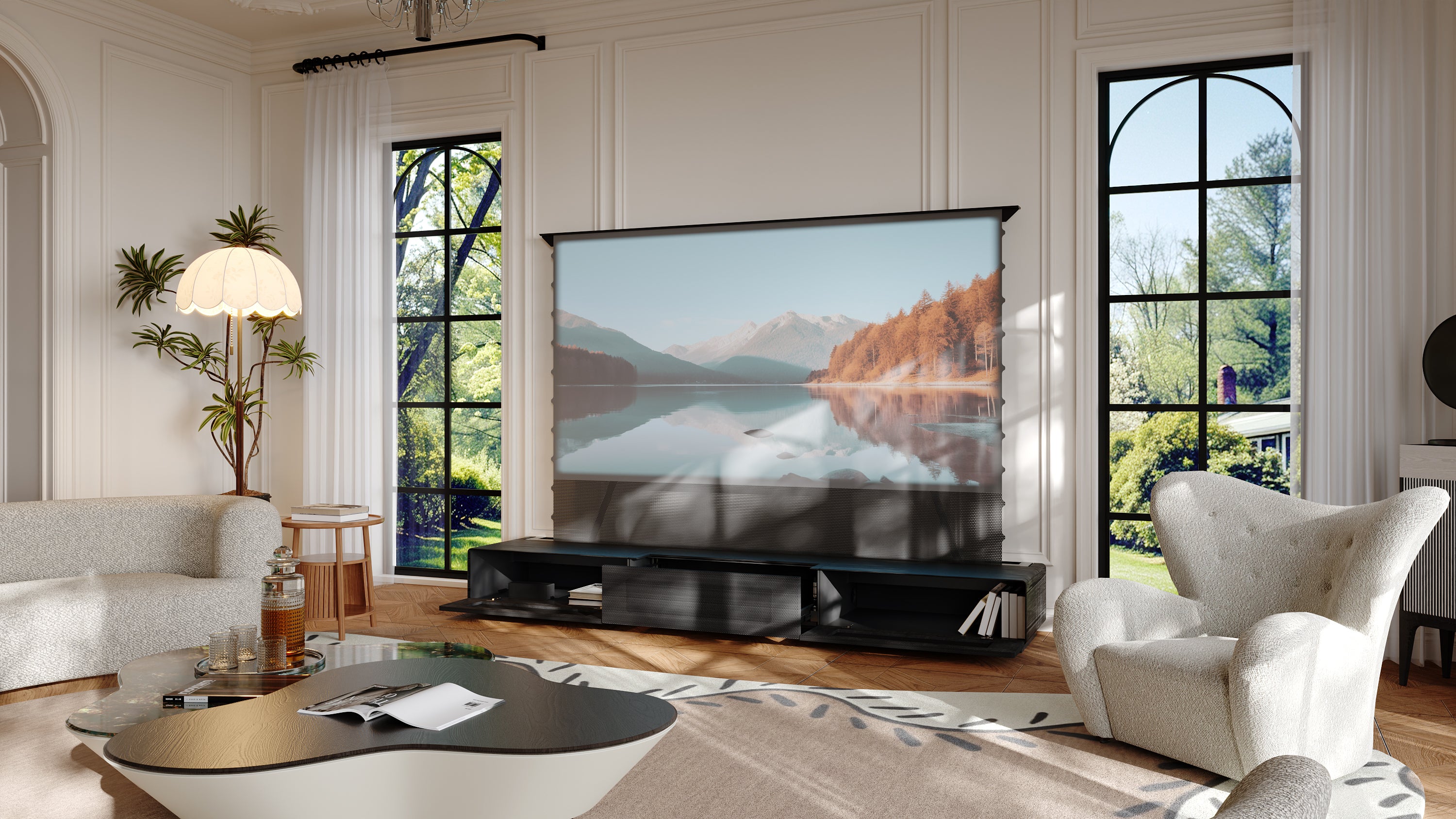 shore laser tv cabinet for ultra short throw projectors