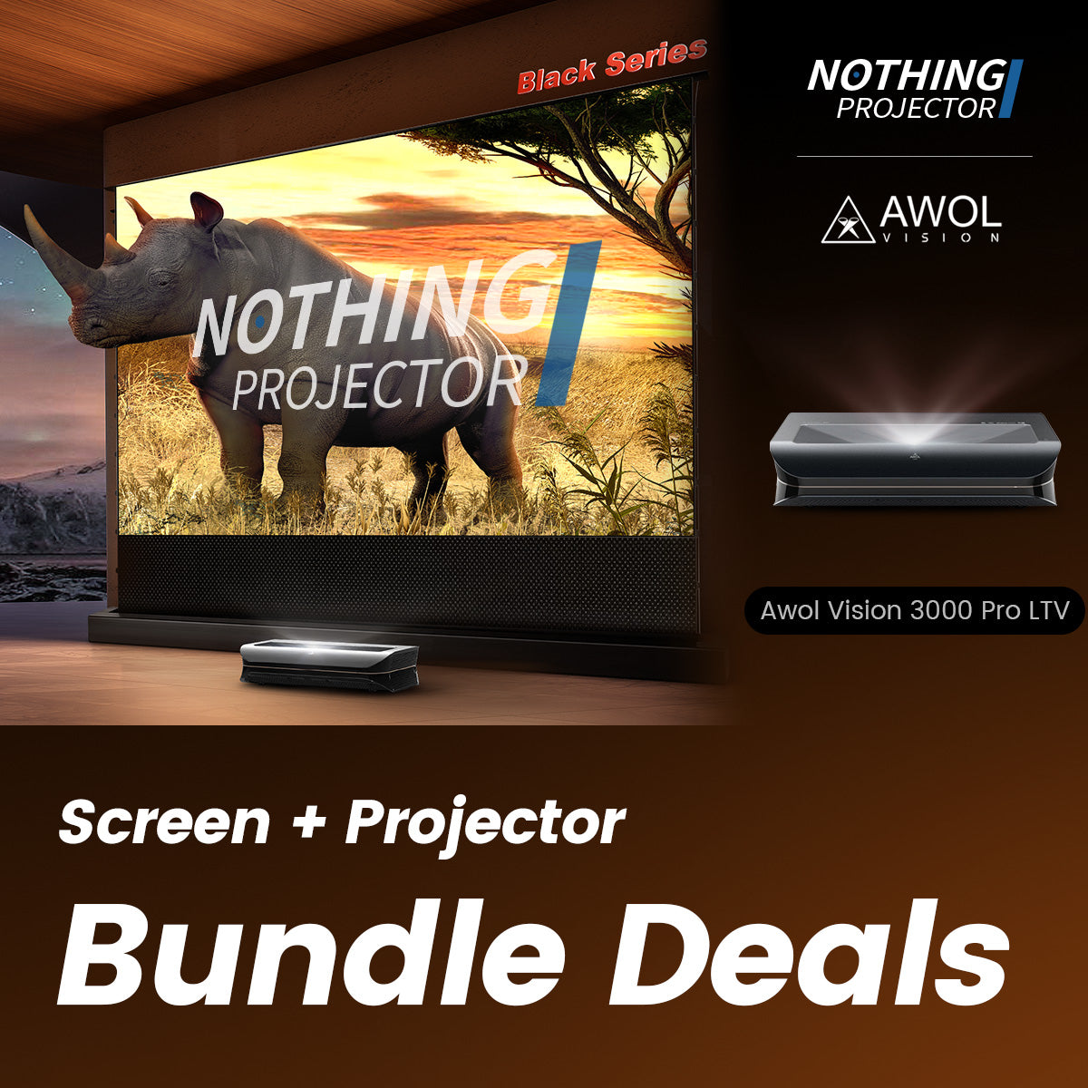 AWOL VISION 3000 PRO 4K 3D LTV Triple Laser Projector + Motorizat pentru etajul Ecranului în creștere