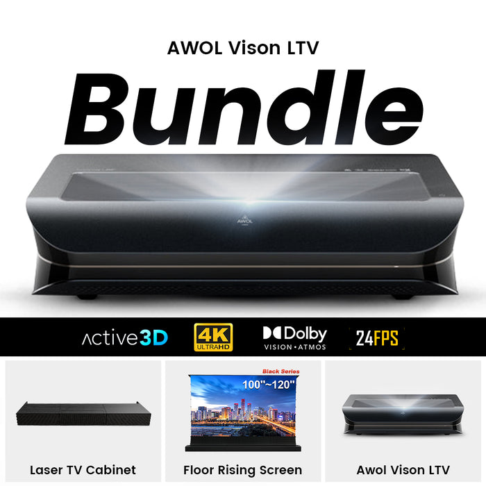 AWOL Vision LTV Bundle: Motorized ALR Screen & Laser TV Cabinet