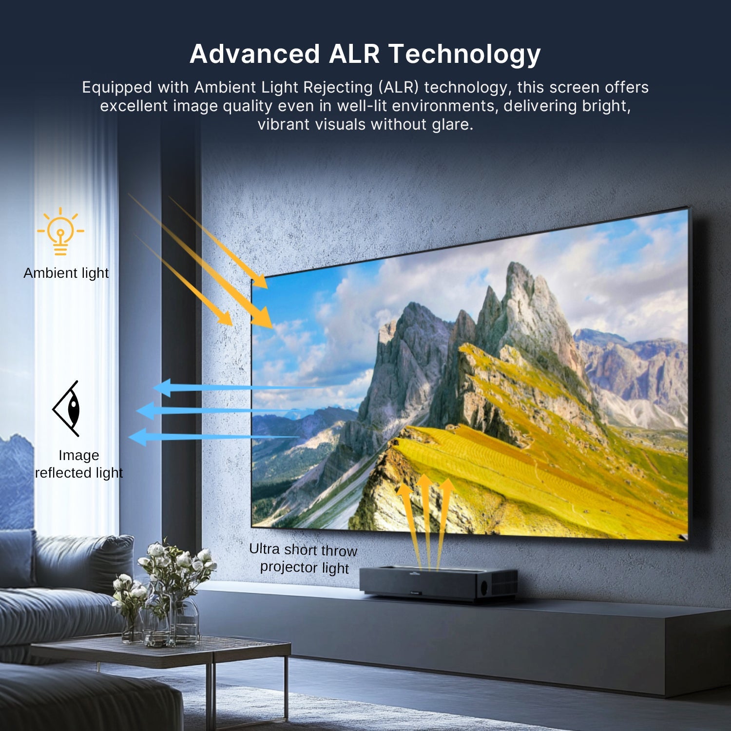 شاشة عرض NothingProjector مقاس 132 بوصة بدون درزات عدسية 4K UST ALR