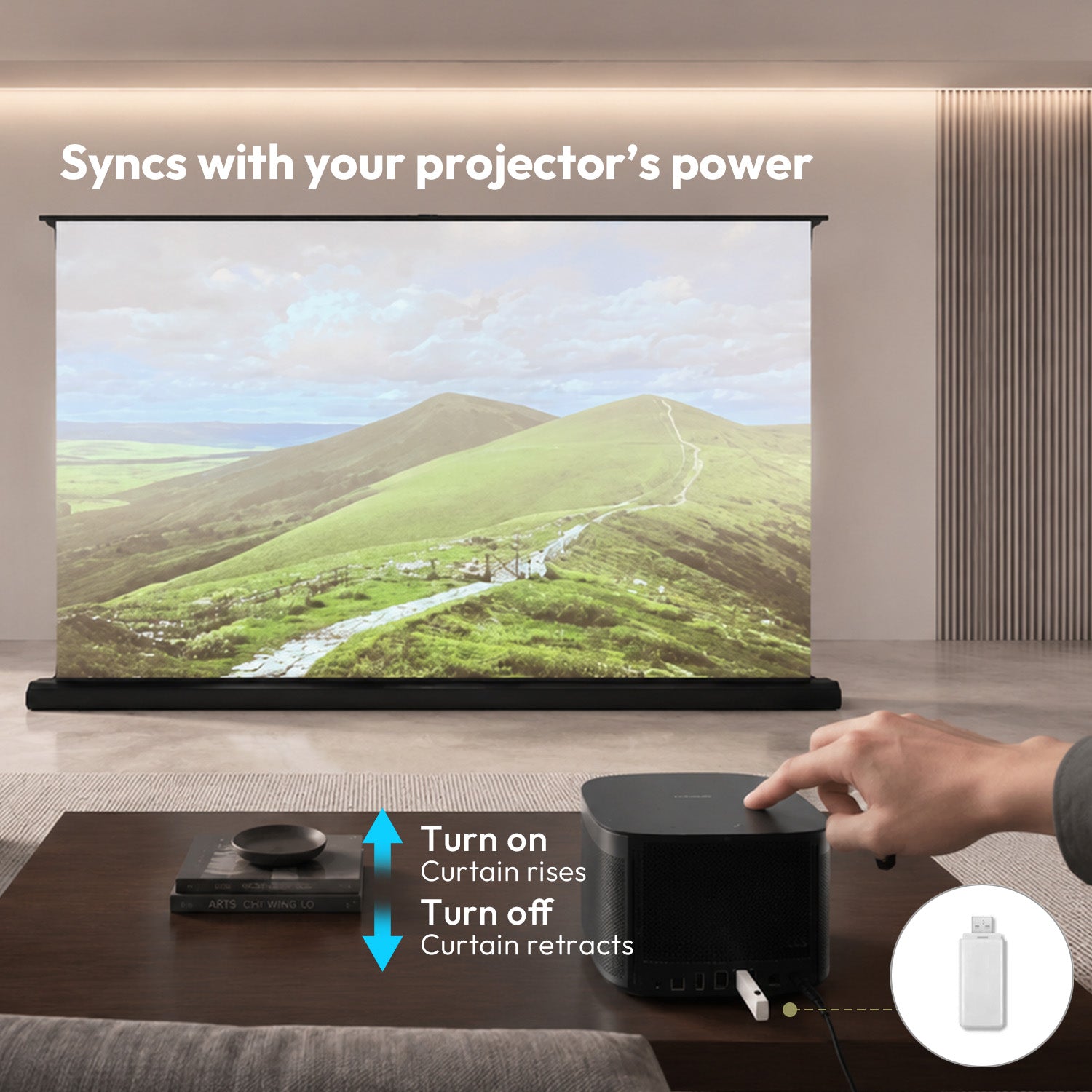 100''-120'' NothingProjector matný bílý motorický podlahový výsuvný plátno pro dlouhé/krátké/UST projektory