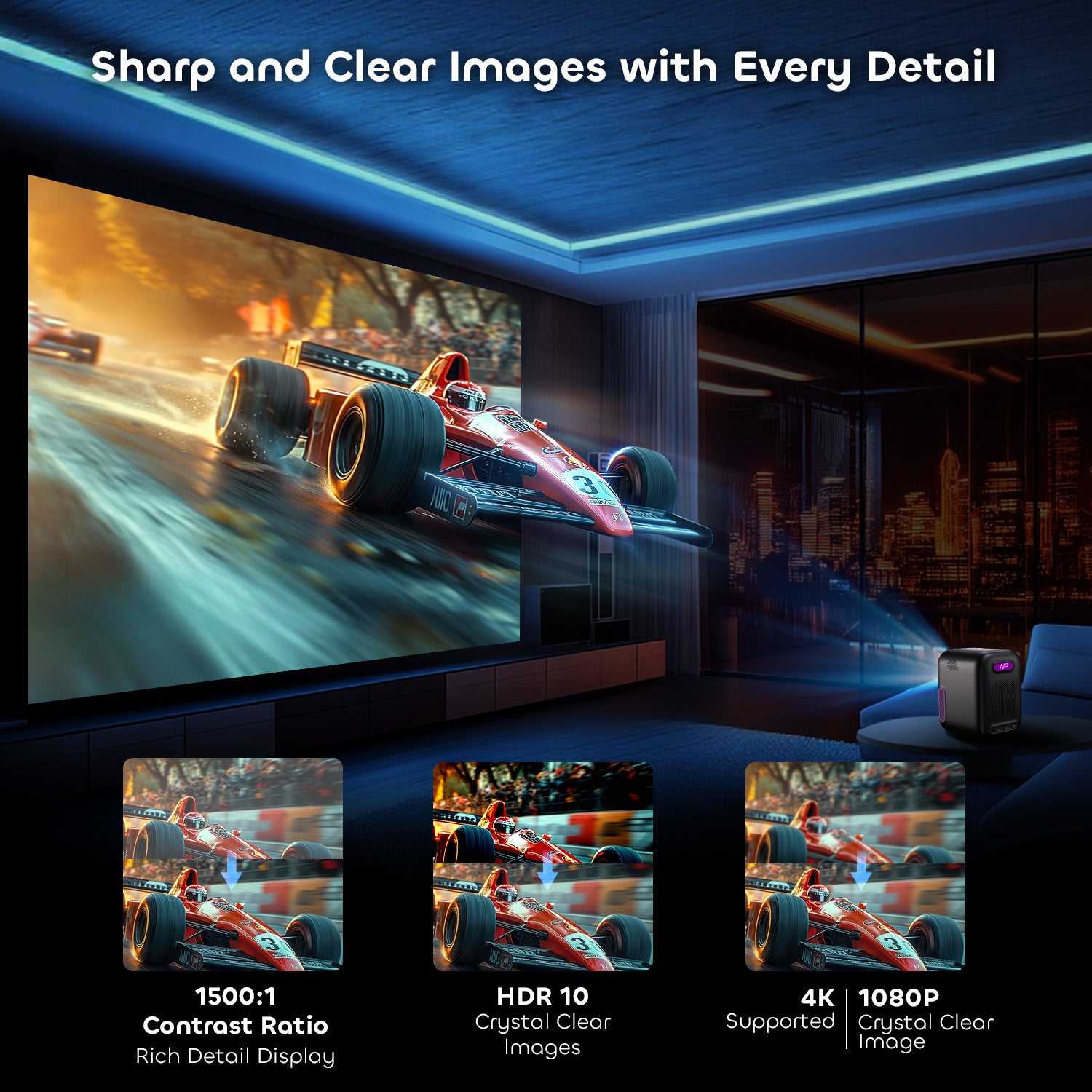 NothingProjector One Smart 1080P Full HD with WiFi Bluetooth Portable Projector with Google TV and Netflix