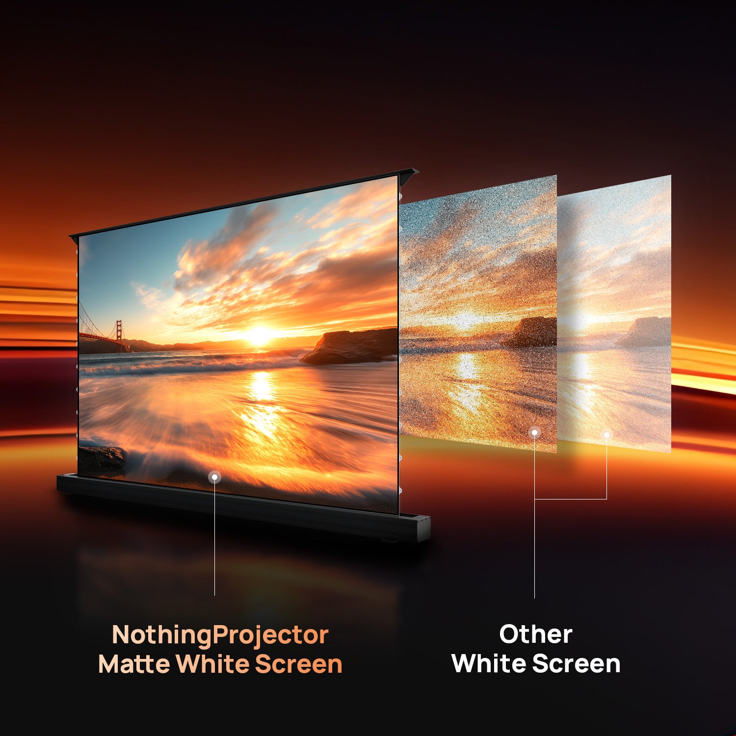 100''-120'' NothingProjector Matte White Motorized Floor Rising Screen For Long/Short/UST Projectors
