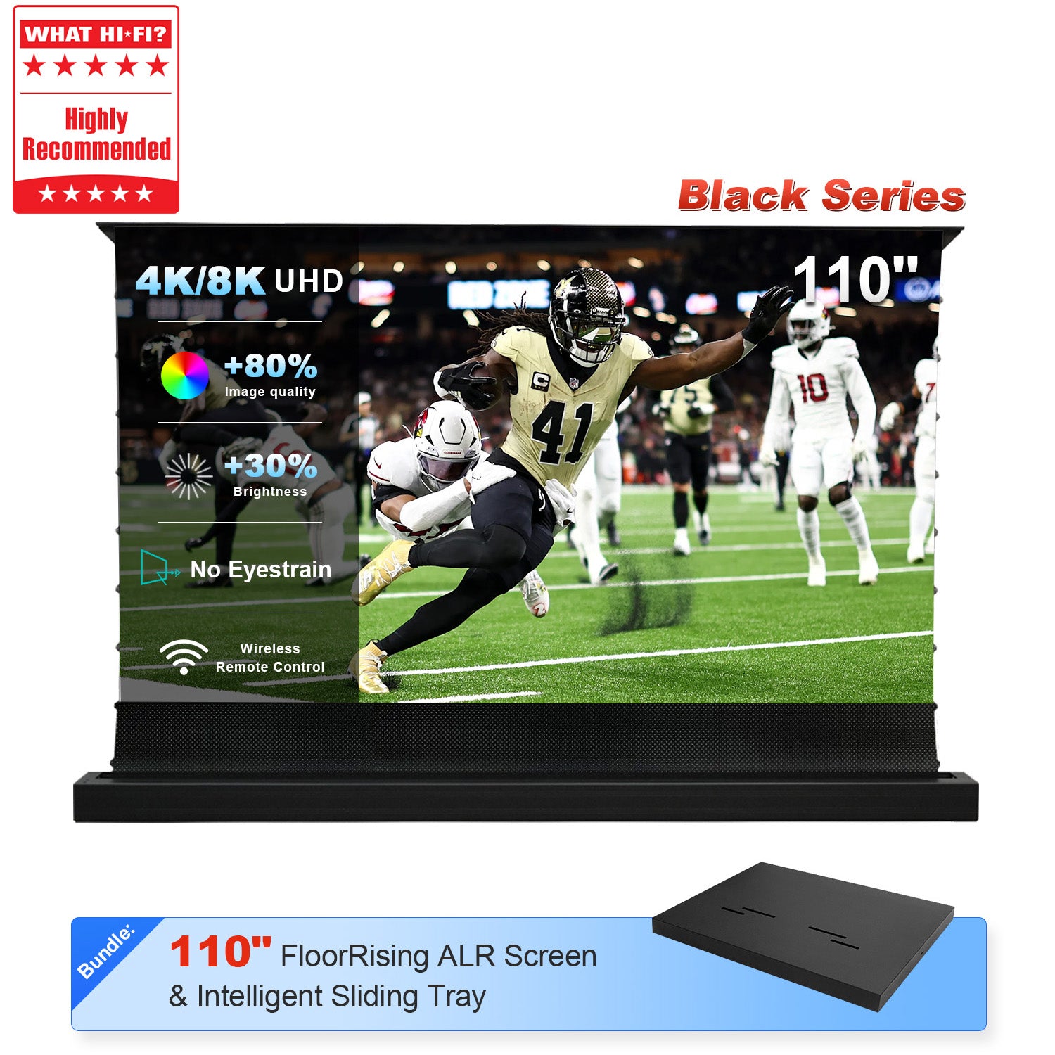 110-inch NothingProjector ALR Floor Rising Screen with Smart Projector Sliding Tray Kit