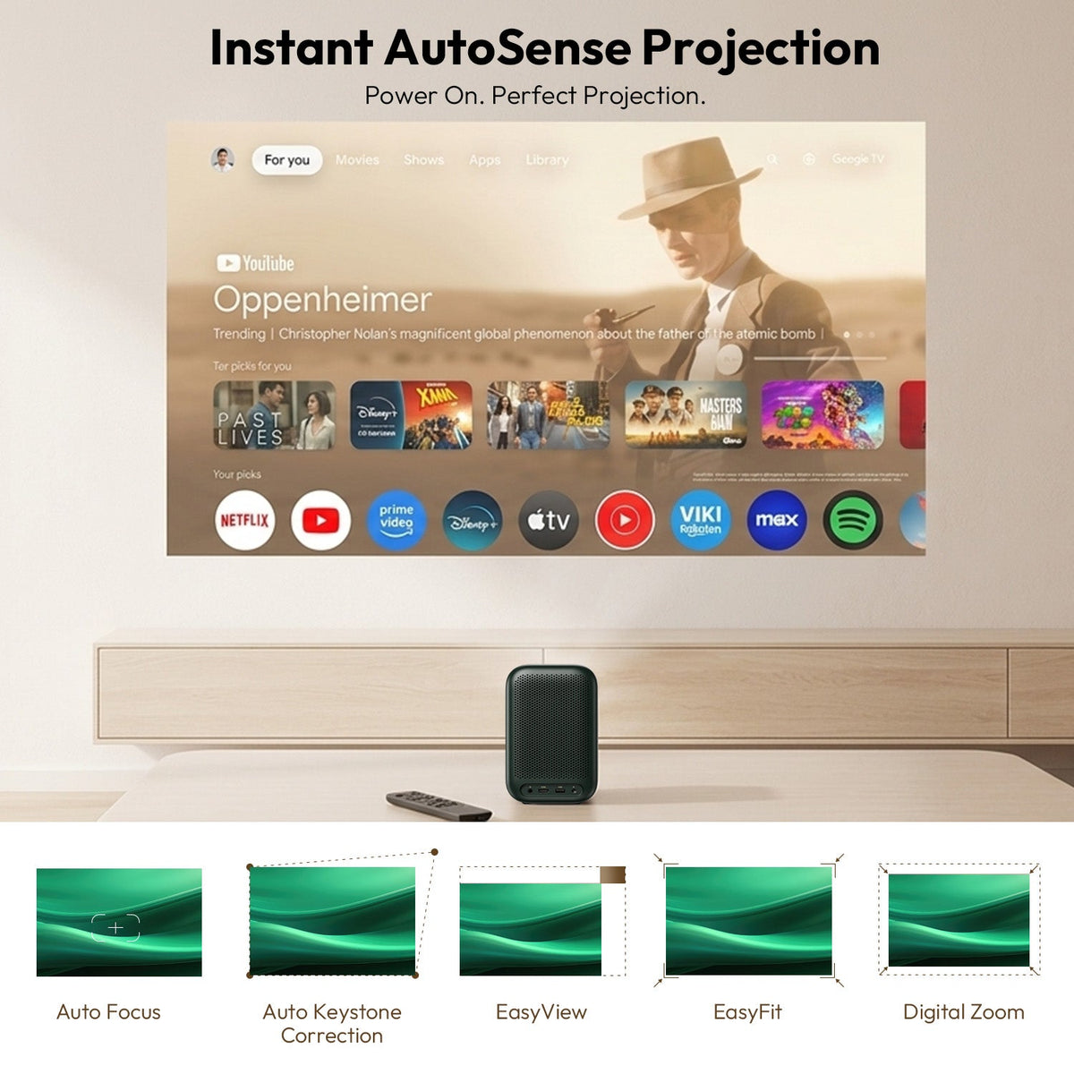 Formovie Xming Page One Google TV LCD-projektor, understøtter 1080P FHD, med certificeret Netflix