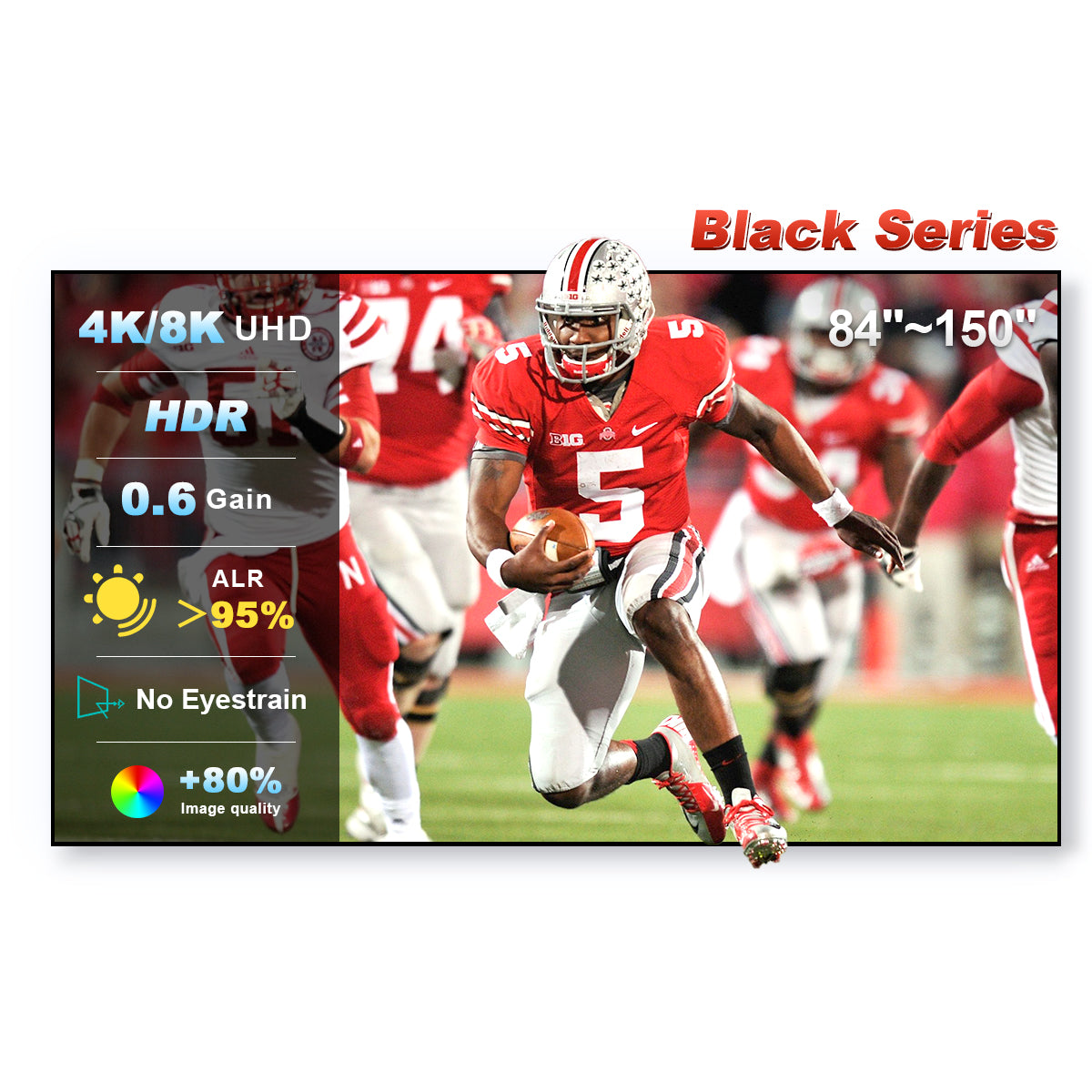 شاشة عرض NothingProjector Black Series ALR/CLR فائقة الإسقاط القصير مقاس 84-150 بوصة