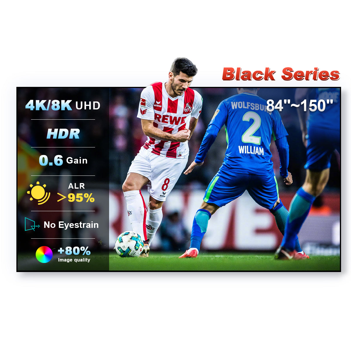 شاشة عرض NothingProjector Black Series ALR/CLR فائقة الإسقاط القصير مقاس 84-150 بوصة