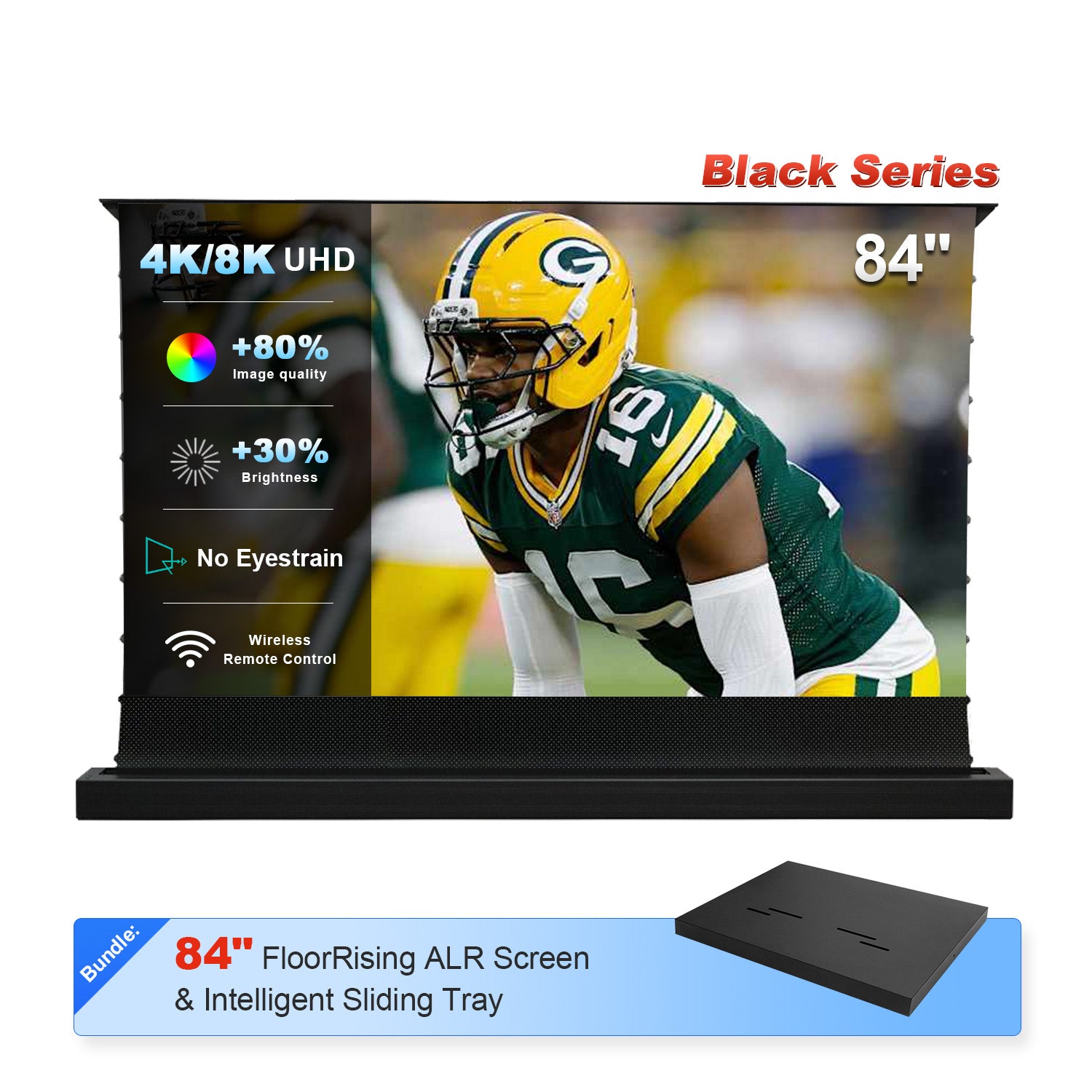 84"-130" NothingProjector Black Series ALR Motorized Floor Rising Screen + Intelligent Sliding Tray (Bundle)