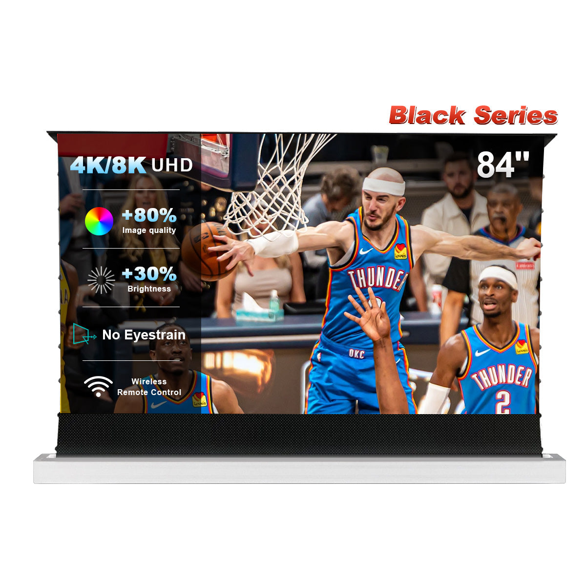 شاشة عرض NothingProjector Black Series بمحرك أرضي مرتفع مقاس 84-120 بوصة لجهاز عرض قصير المدى للغاية