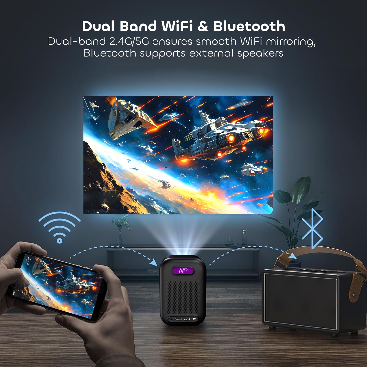 NothingProjector One Smart 1080P Full HD with WiFi Bluetooth Portable Projector with Google TV and Netflix