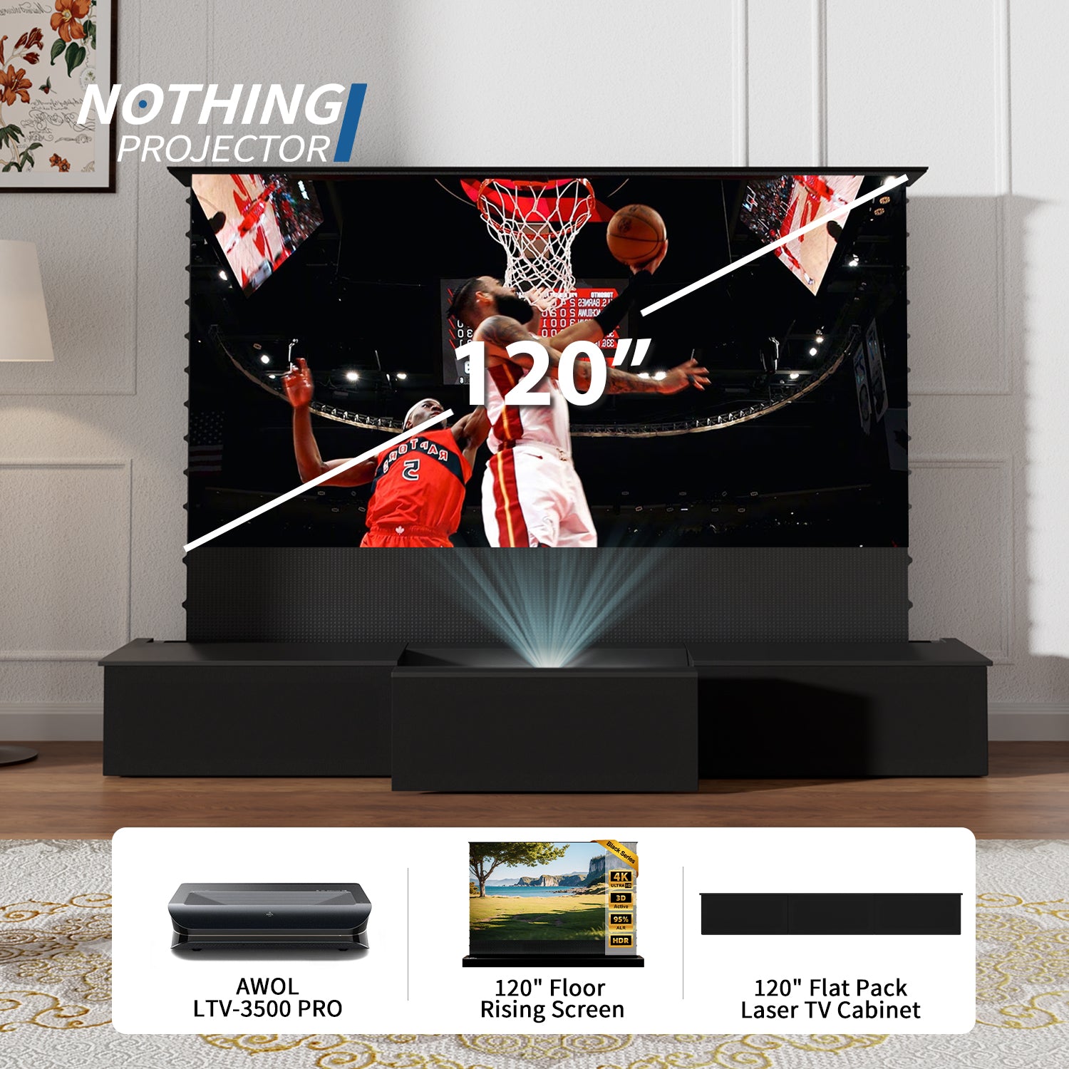 (Bundle) AWOL VISION LTV-3000/3500 PRO + Motorized ALR Screen + Laser TV Cabinet