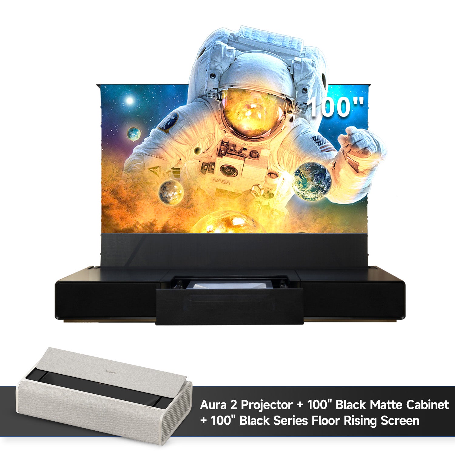 Bundle) XGIMI AURA 2 4K UST Laser Projector + Black Series Motorized