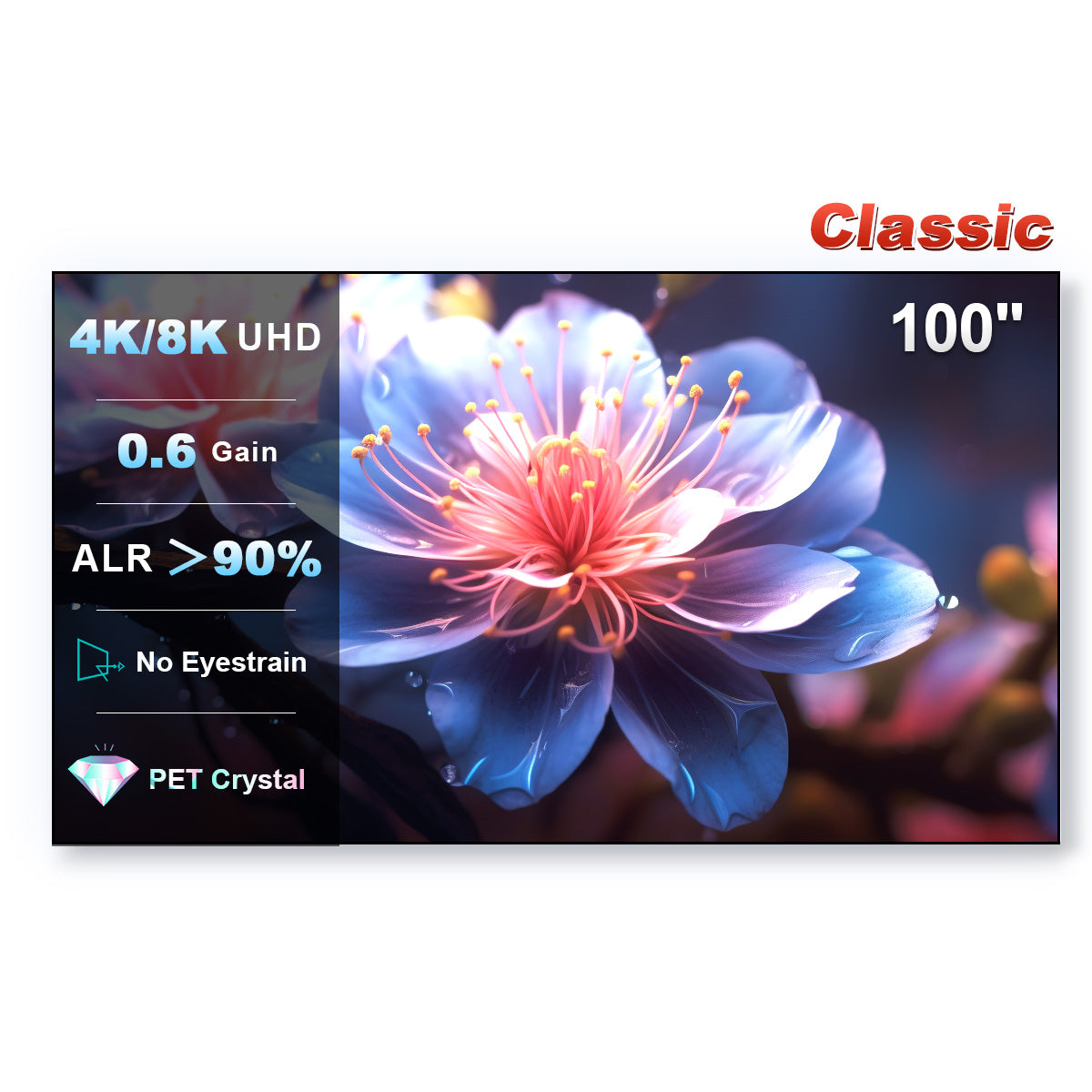 84''-150'' NothingProjector PET Crystal Classic UST ALR Projector Screen