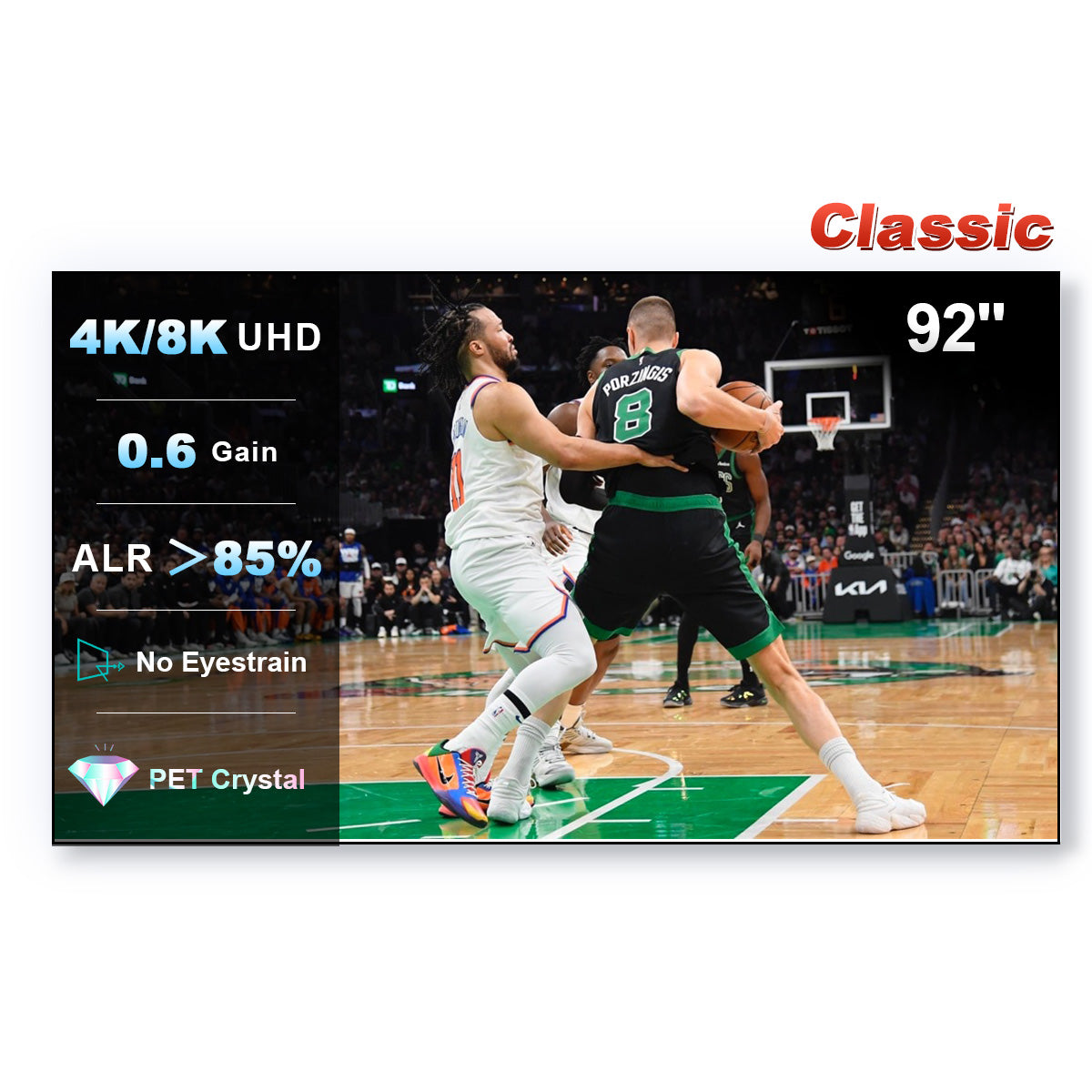 92 inch NothingProjector PET Crystal Classic UST ALR projector screen, 0.6 gain, no eyestrain, 4K/8K