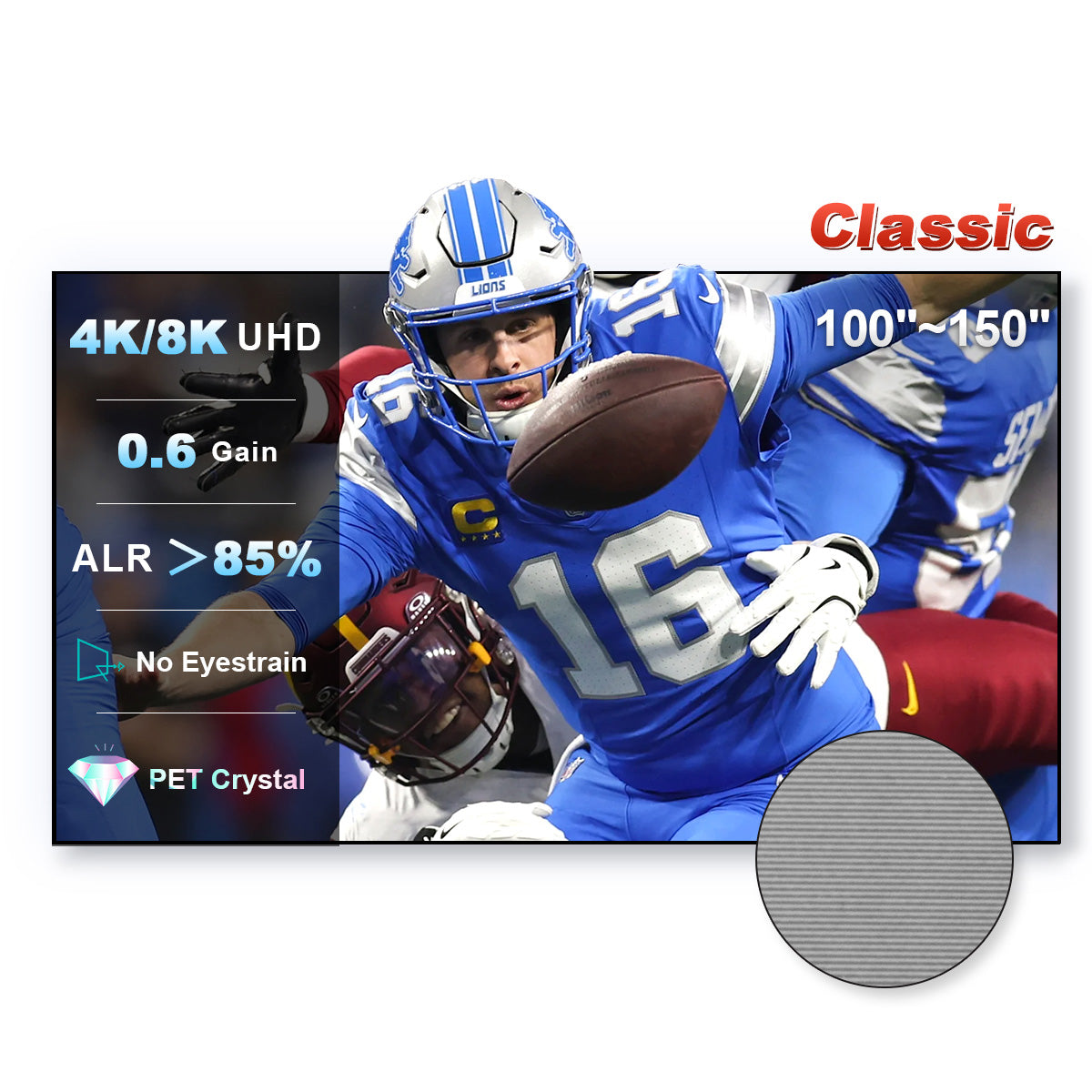 100''-150'' NothingProjector PET Crystal Classic UST 85% ALR Projector Screen
