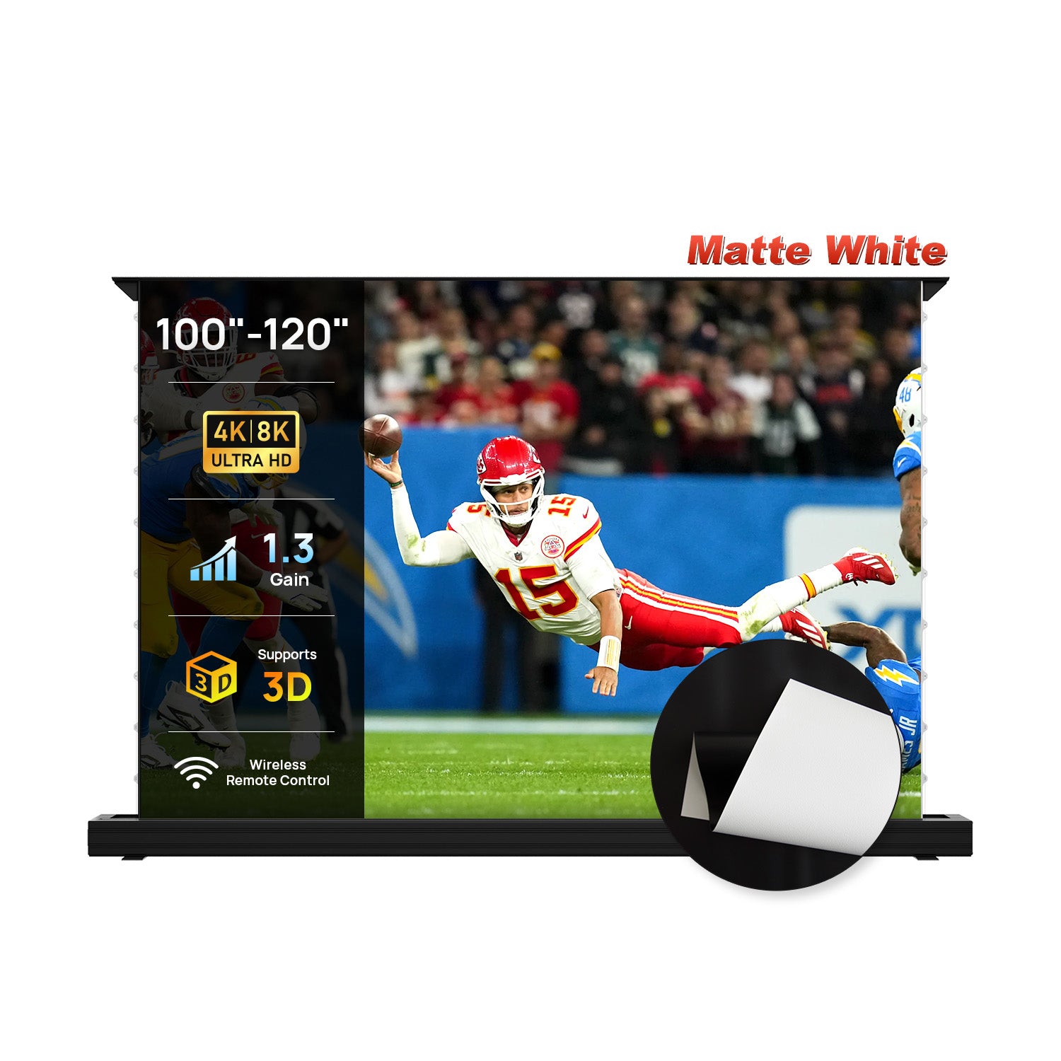 100''-120'' NothingProjector Matte White Motorized Floor Rising Screen For Long/Short/UST Projectors