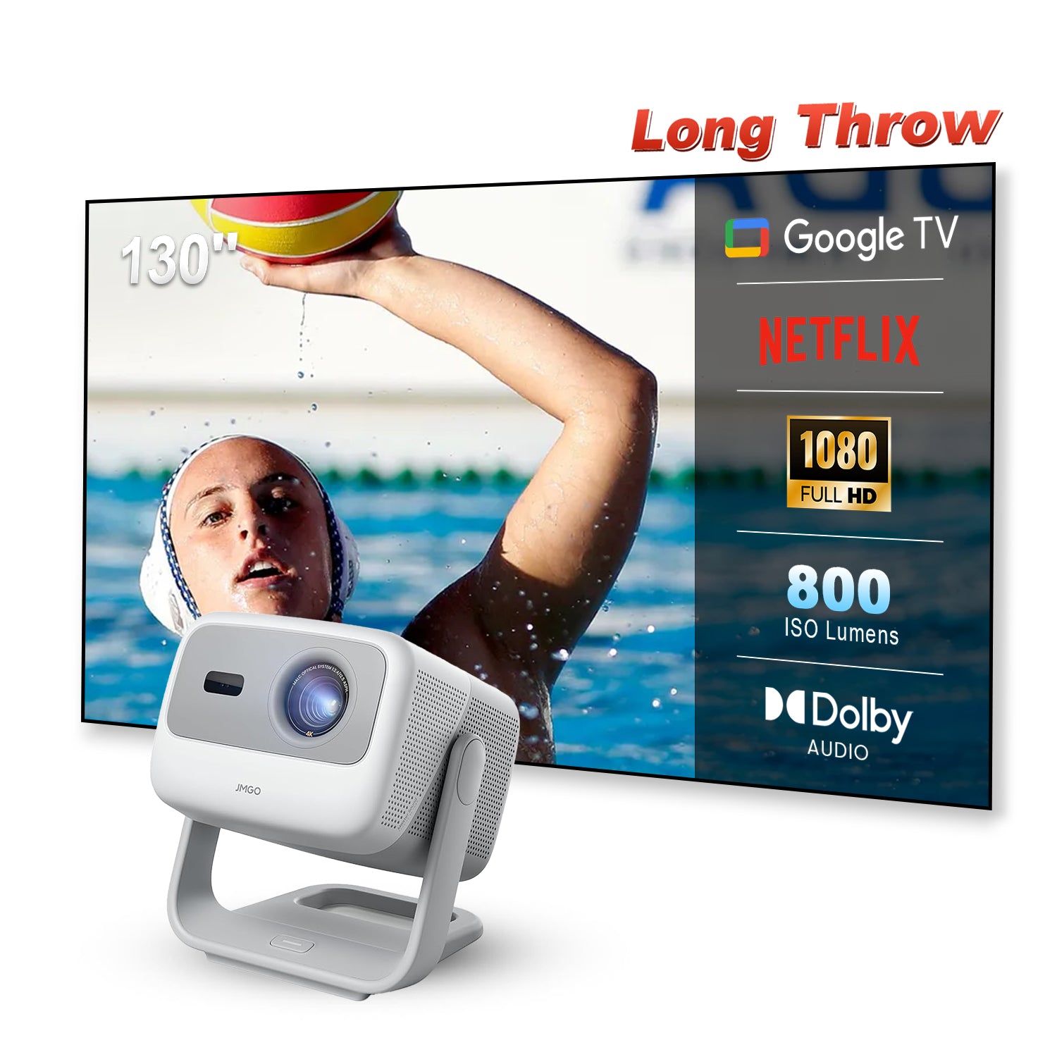 JMGO N1S SE Long throw triple-laser Google TV Projector 800 ISO Lumens