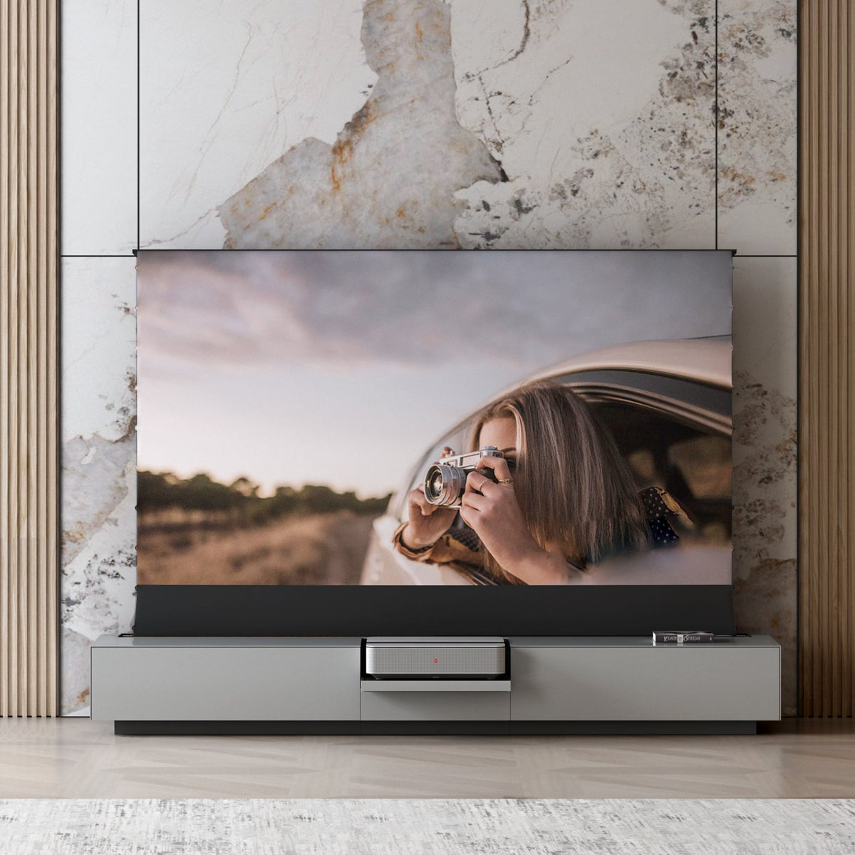 NothingProjector Smart Motorized Laser TV Cabinet in Gray
