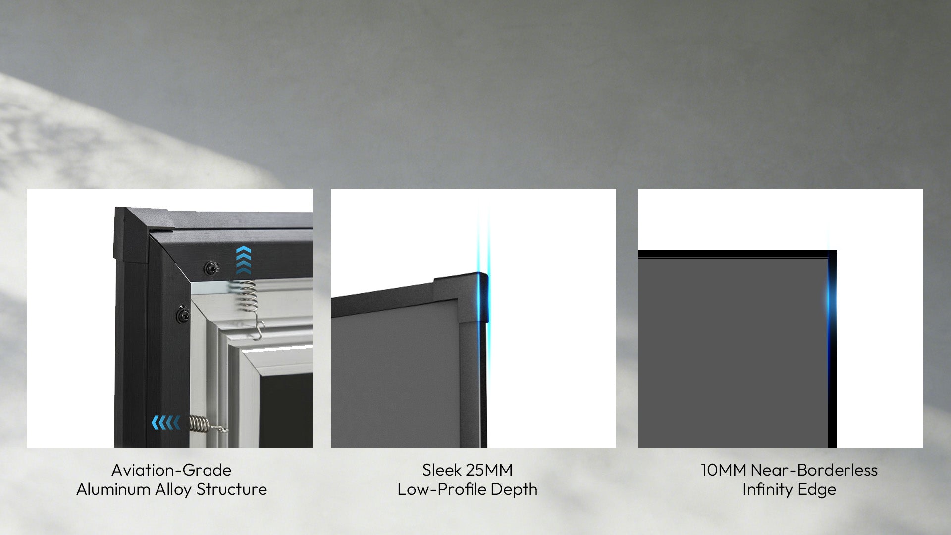 NothingProjector 132-inch UST ALR screen featuring a frosted textured aluminum frame for durability and long-lasting use.
