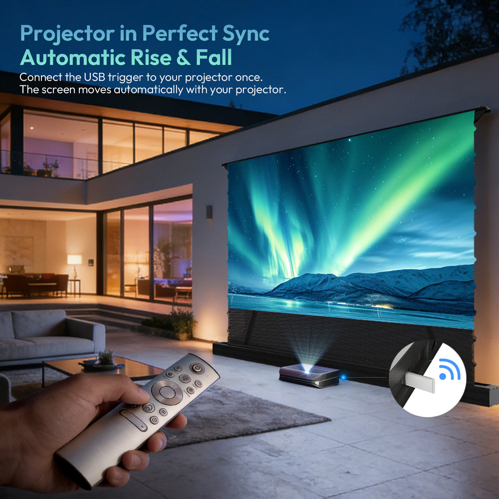 84''-120'' NothingProjector Classic ALR Motorized Floor Rising Screen ...