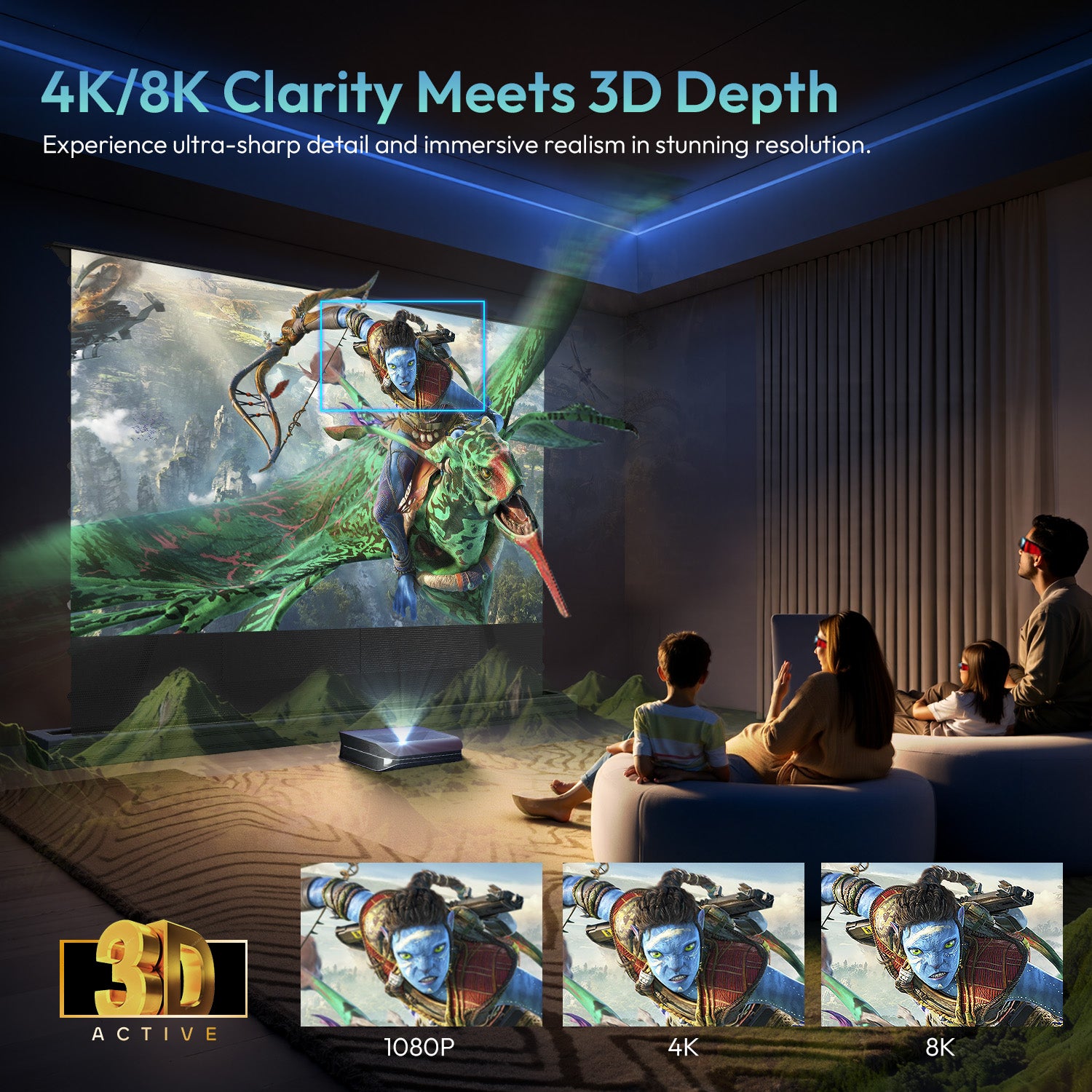 NothingProjector Classic Series Floor Rising Screen Supporting 3D Active Content and 8K Ultra HD Resolution