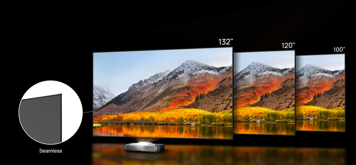 Nothingprojector 132" seamless ALR UST screen, the largest on the market, delivers an expansive and uninterrupted viewing experience beyond 120".