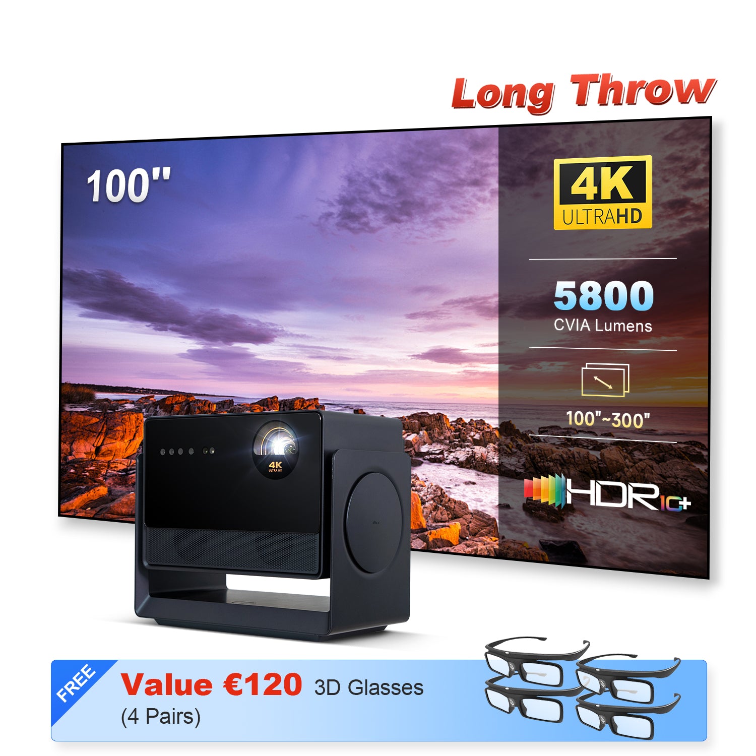 Dangbei S7 Ultra Max Triple 4K Laser Projector 5800 CVIA Lm Dolby Vision ELRS Engine Full Auto Smart Projector