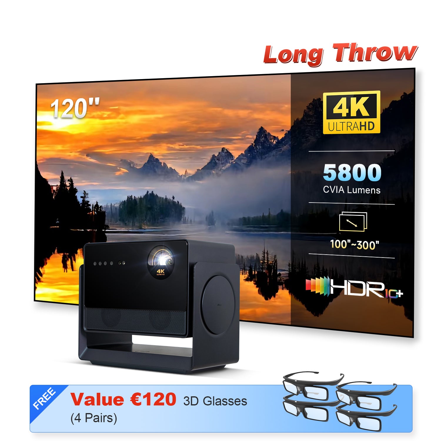 Dangbei S7 Ultra Max Triple 4K Laser Projector 5800 CVIA Lm Dolby Vision ELRS Engine Full Auto Smart Projector