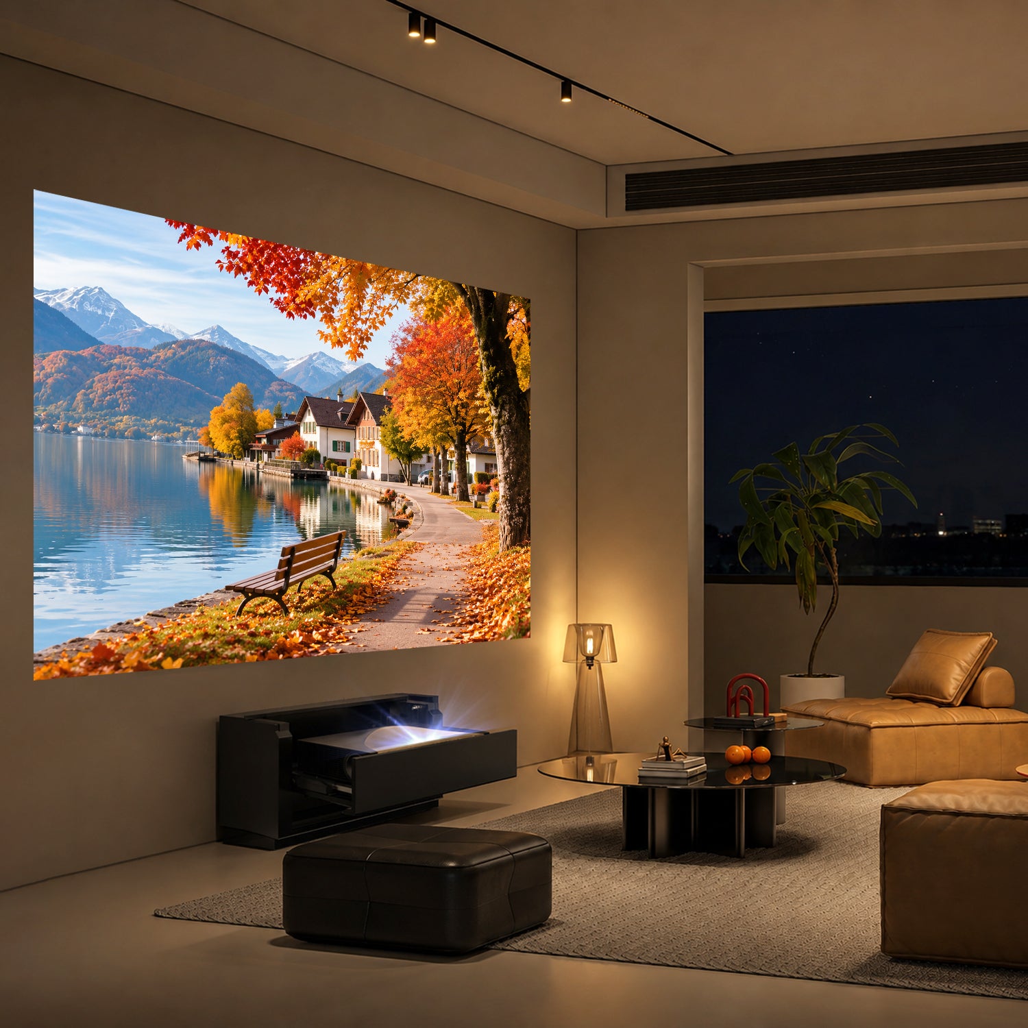 Shore Smart matt UST-projektorskap med vendbart design for veggmonterte lerret