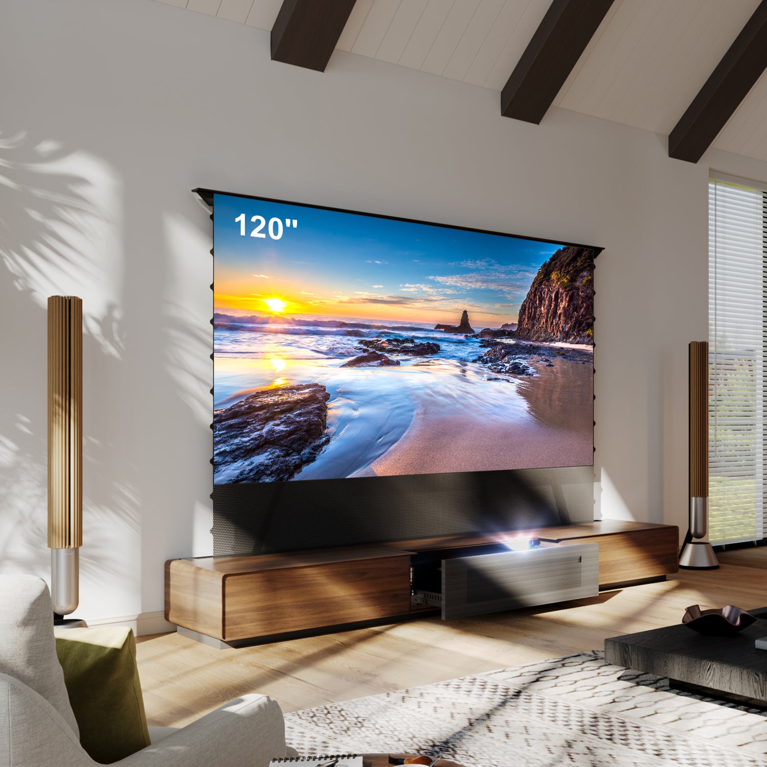 Skříňka Shore Oak pro laserový projektor s ultra krátkým vrhem (předem sestavená)