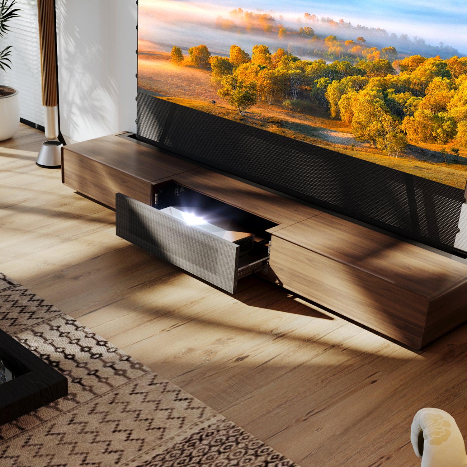 Skříňka Shore Oak pro laserový projektor s ultra krátkým vrhem (předem sestavená)
