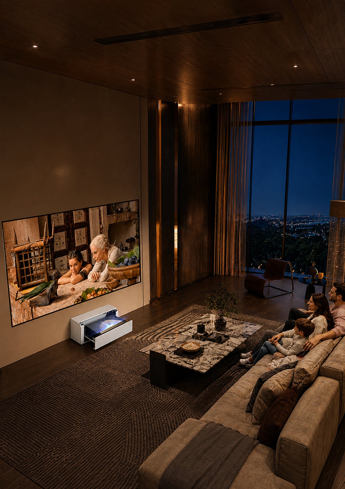 Shore Smart Matte UST Projector Cabinet Flip Design for Wall Mounted Screens