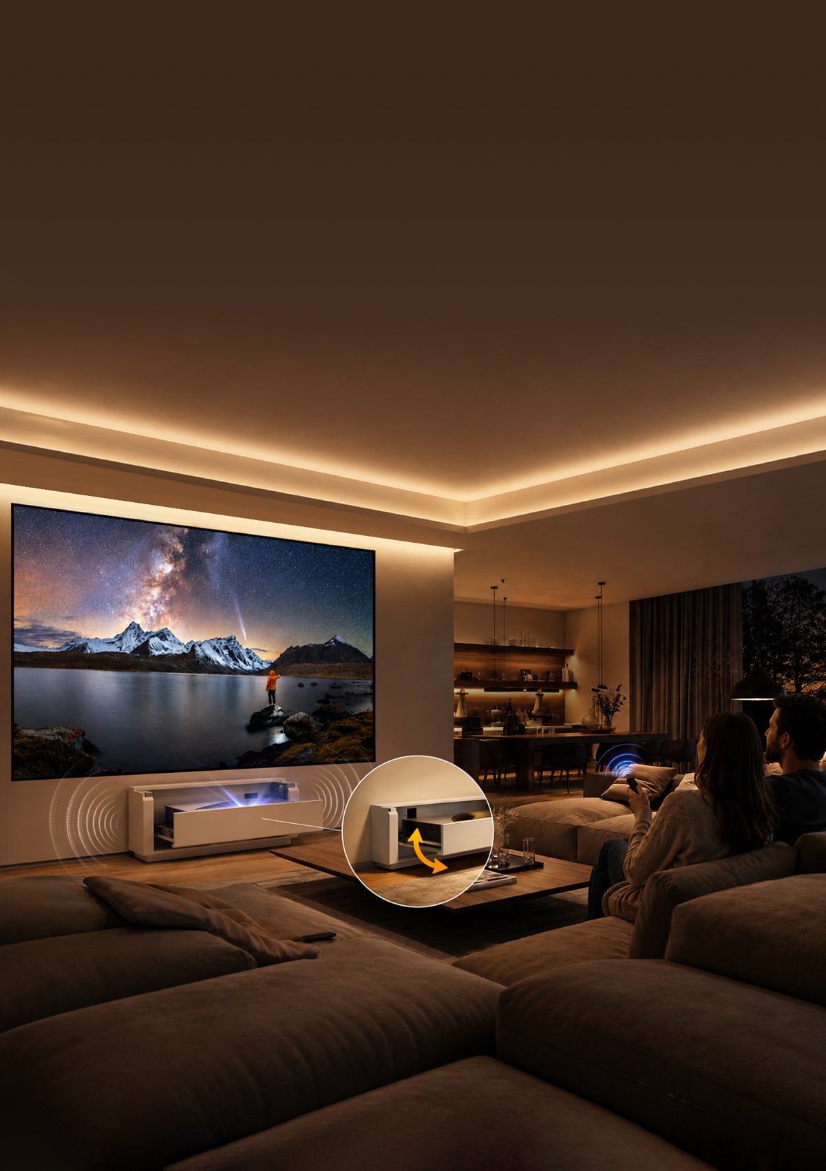 Shore Smart Matte UST Projector Cabinet Flip Design for Wall Mounted Screens