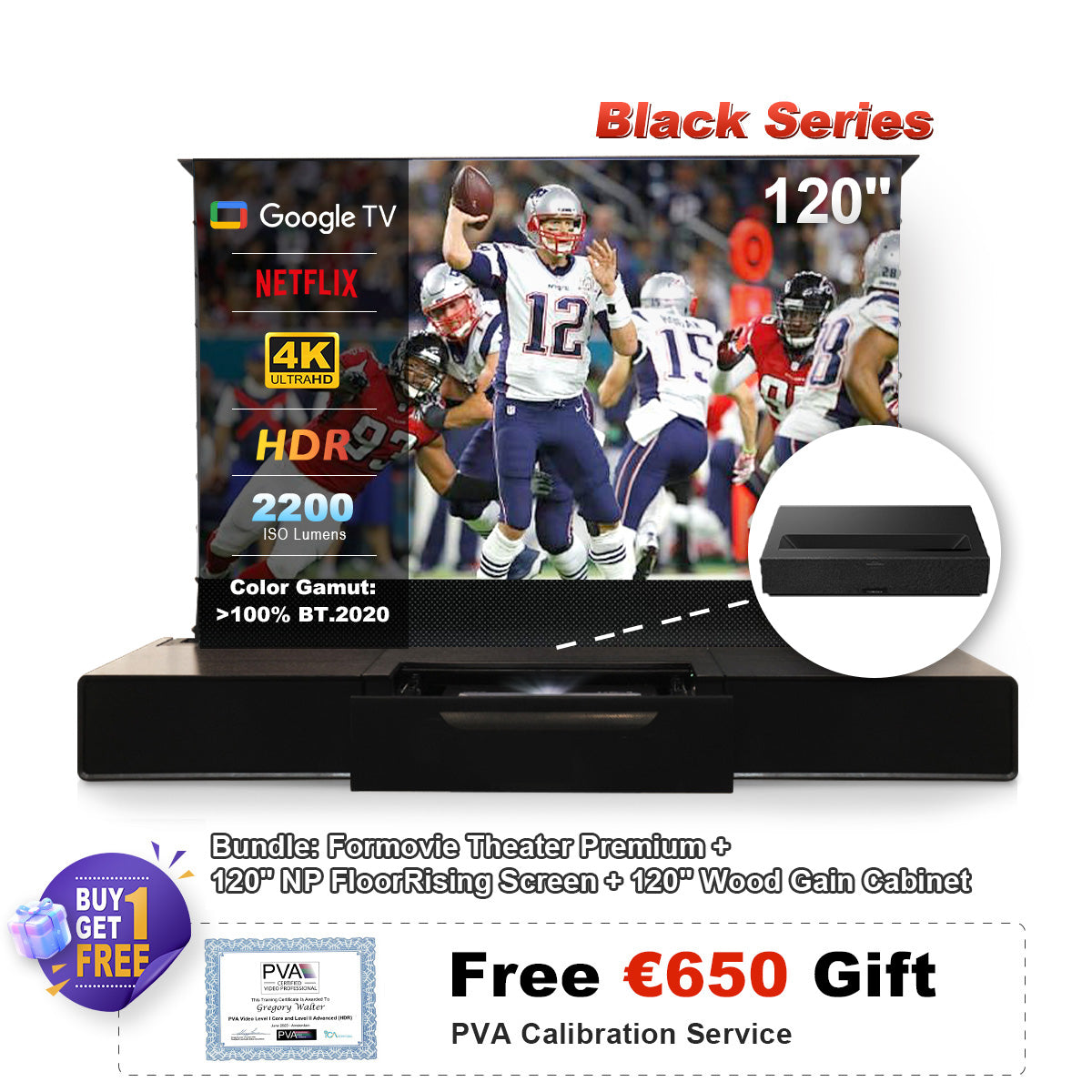 (Bundle) Formovie Theater Premium + Black Series Motorized ALR Screen + Laser TV Cabinet (Pre-Assembled)