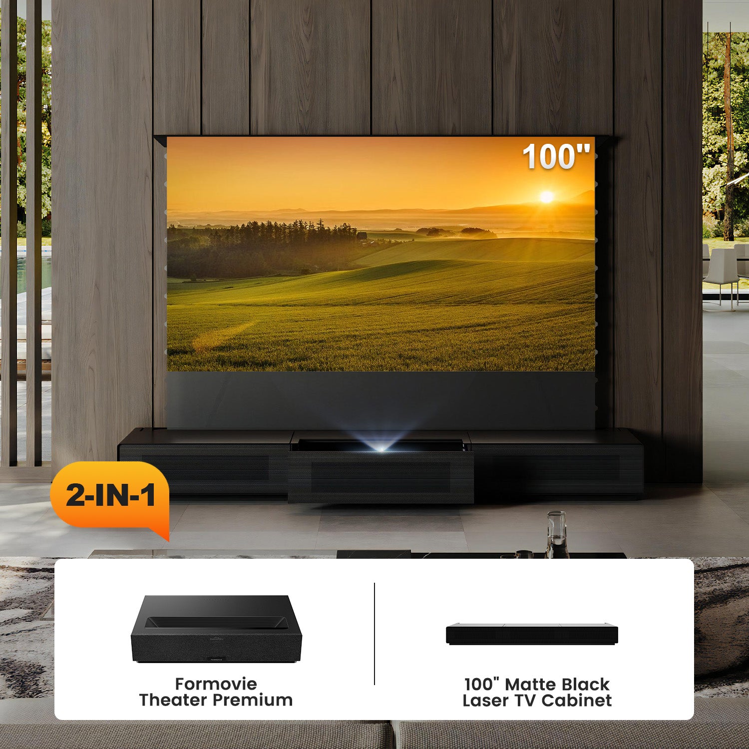 Shore Laser TV Cabinet + UST Projector Bundle (Pre-Assembled）