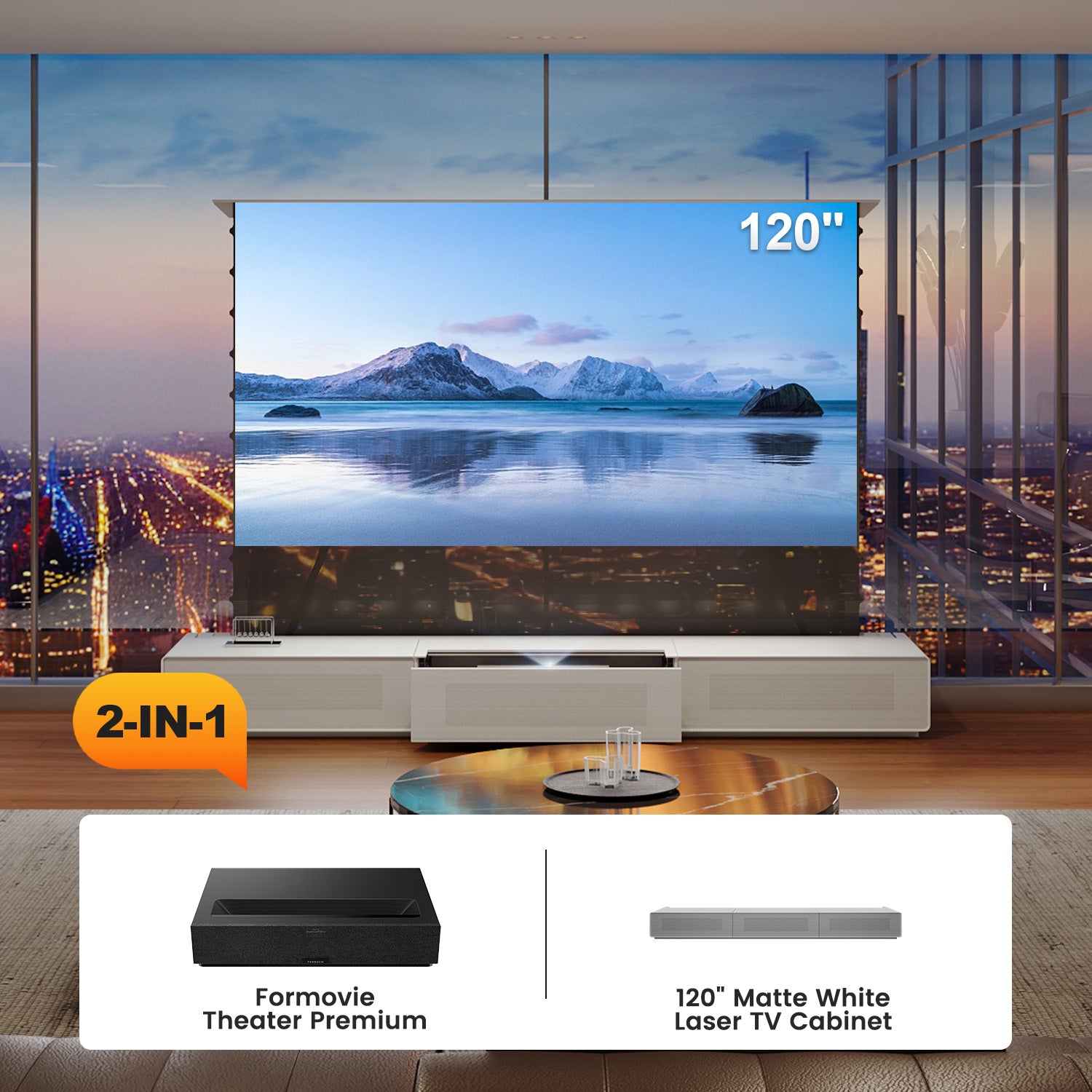 Shore Laser TV Cabinet + UST Projector Bundle (Pre-Assembled）