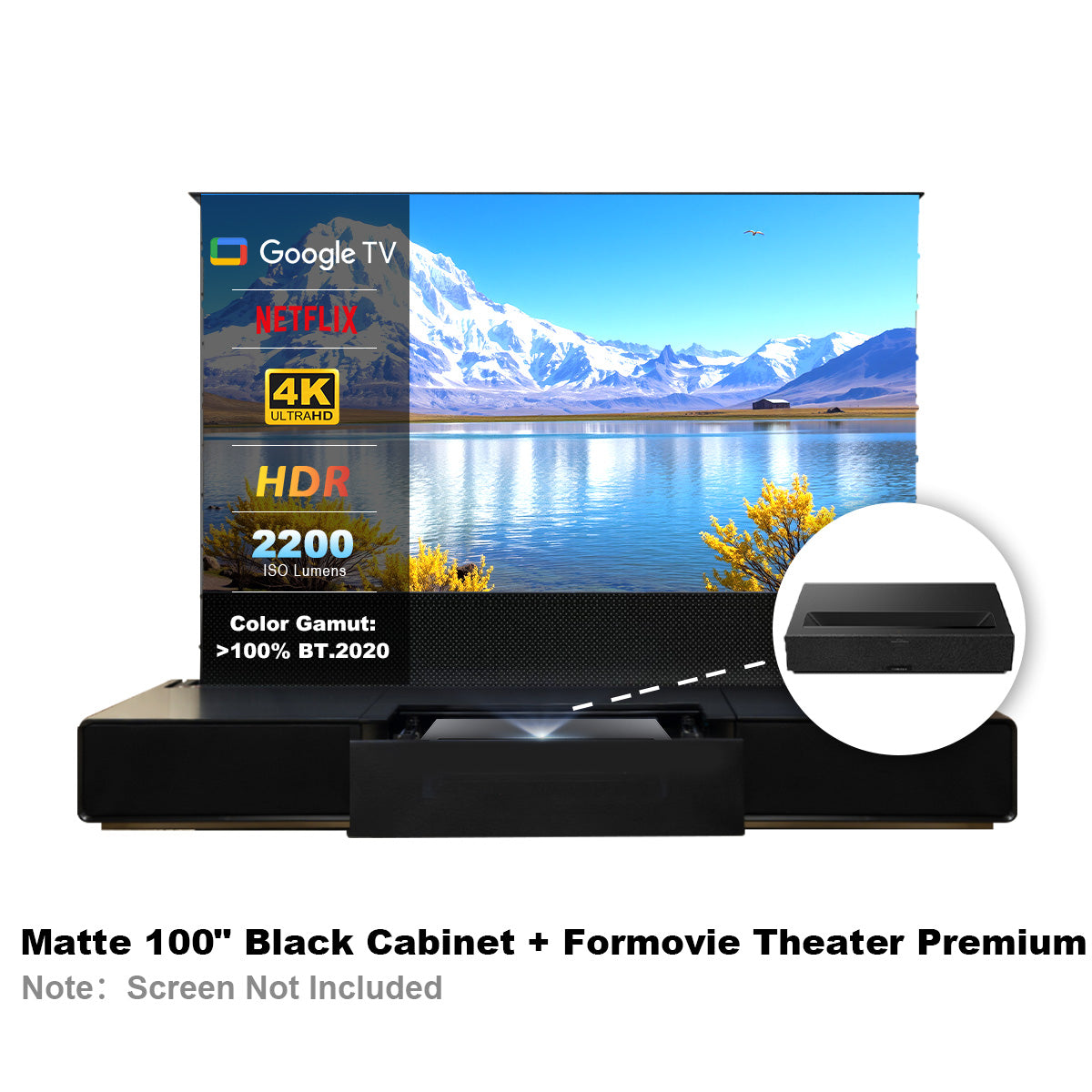 Shore Laser TV-Schrank + UST-Projektor-Paket (vormontiert)