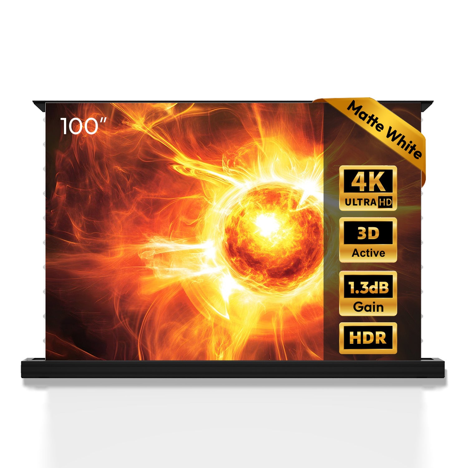 100''-120'' NothingProjector matný bílý motorický podlahový výsuvný plátno pro dlouhé/krátké/UST projektory