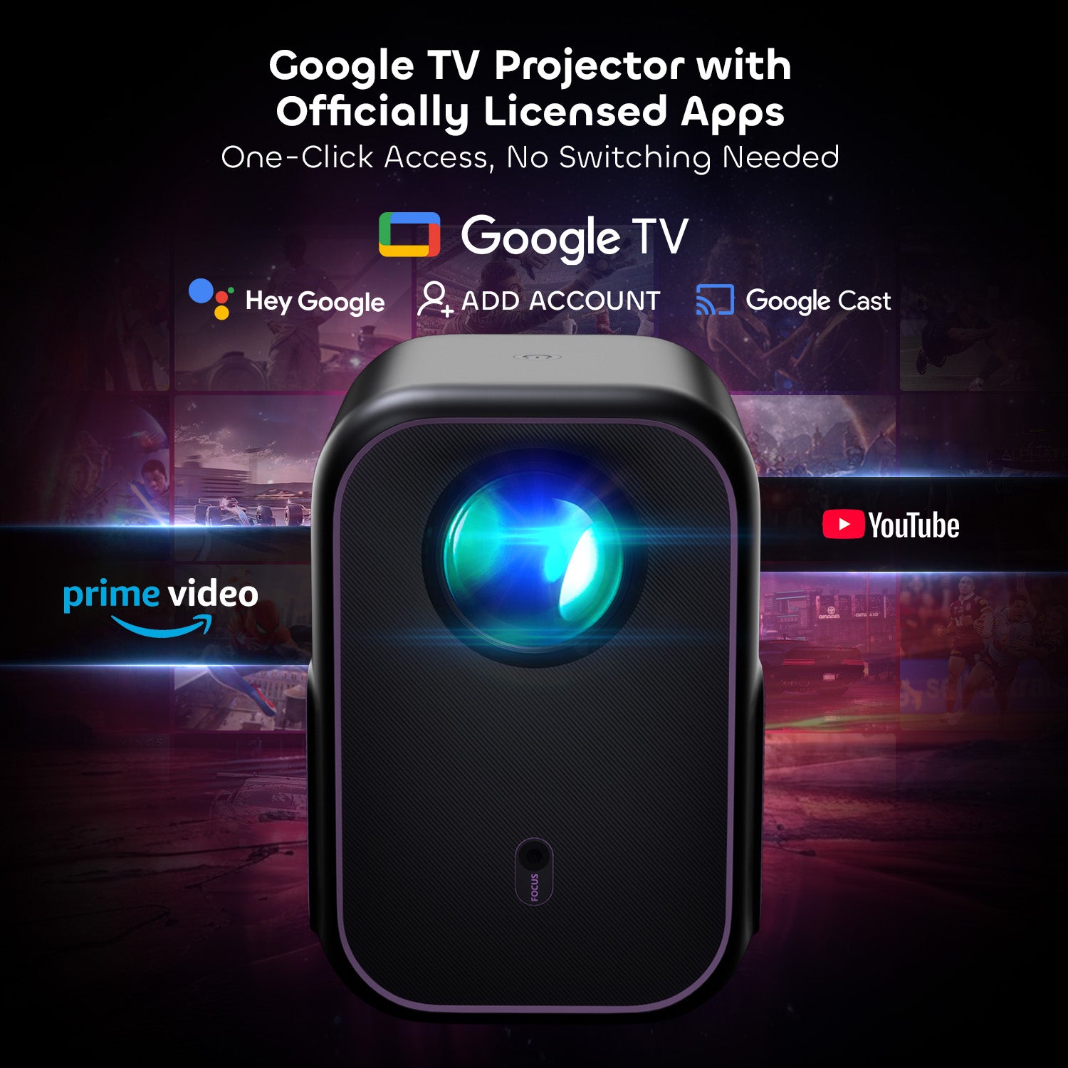 NothingProjector One Smart 1080P Full HD with WiFi Bluetooth Portable Projector with Google TV and Netflix